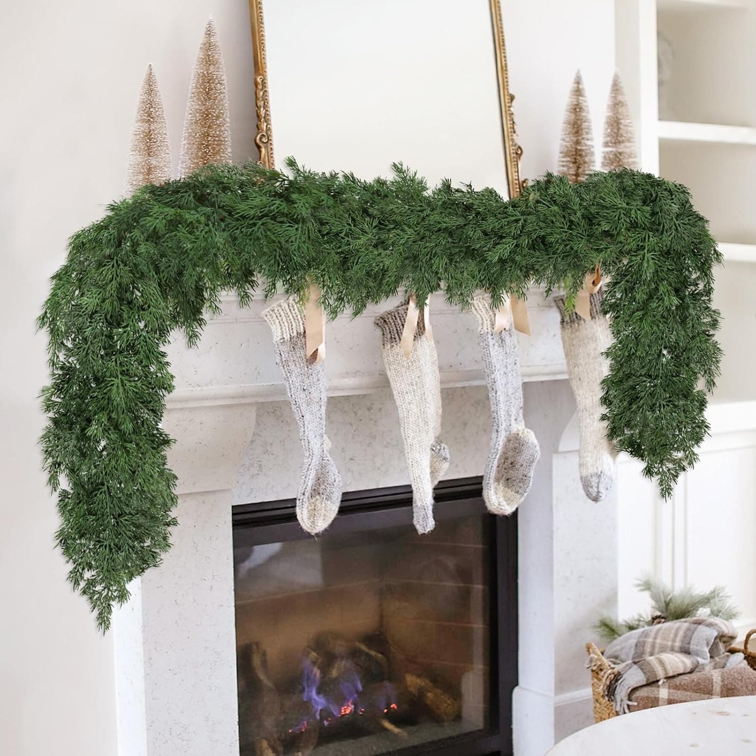 Artificial Cedar Christmas Garland, Bendable, Green