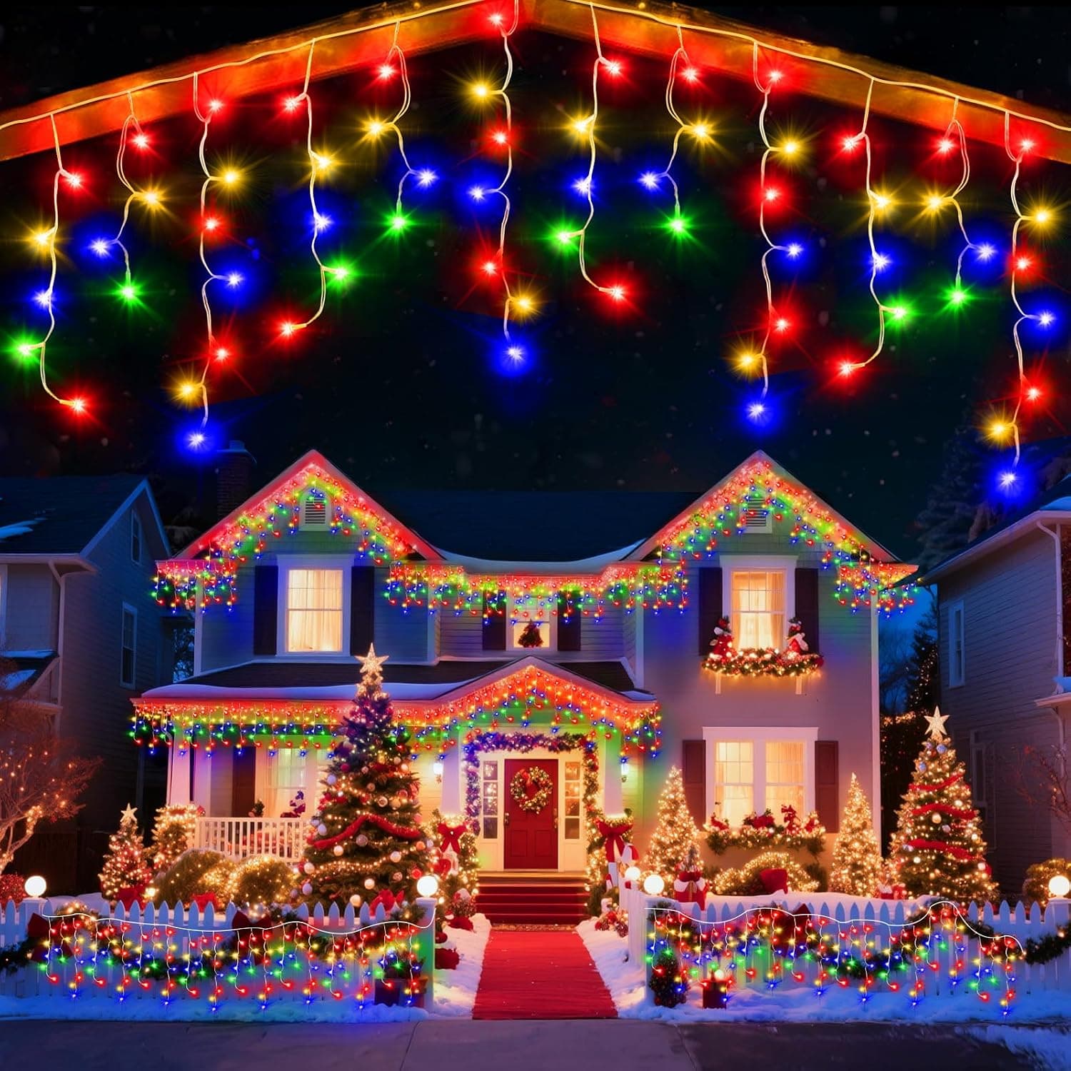 Christmas Icicle Lights, 98 Ft, 900 LED, Plug-In