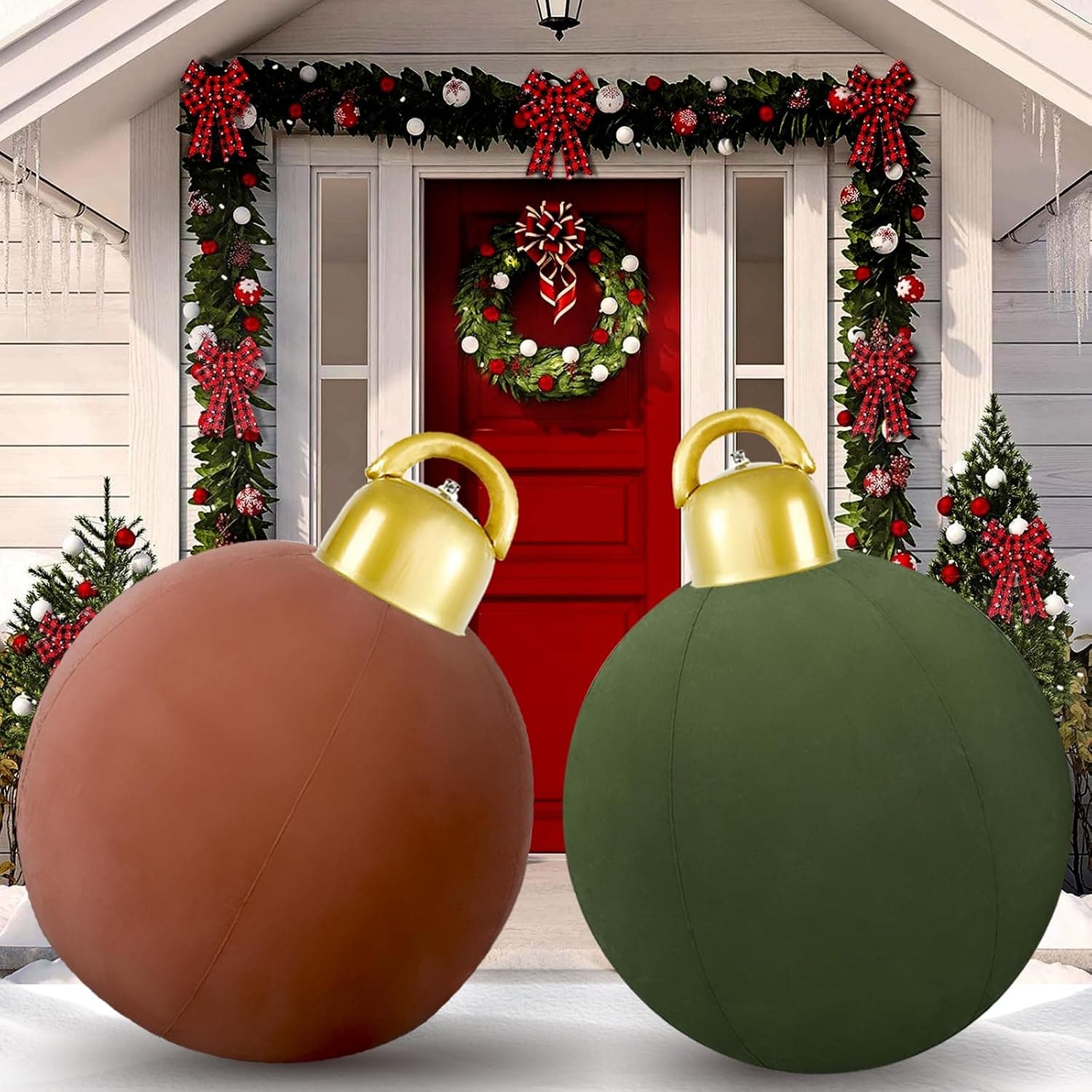 Giant Velvet Inflatable Christmas Balls, 71 Inch, 2 Pcs