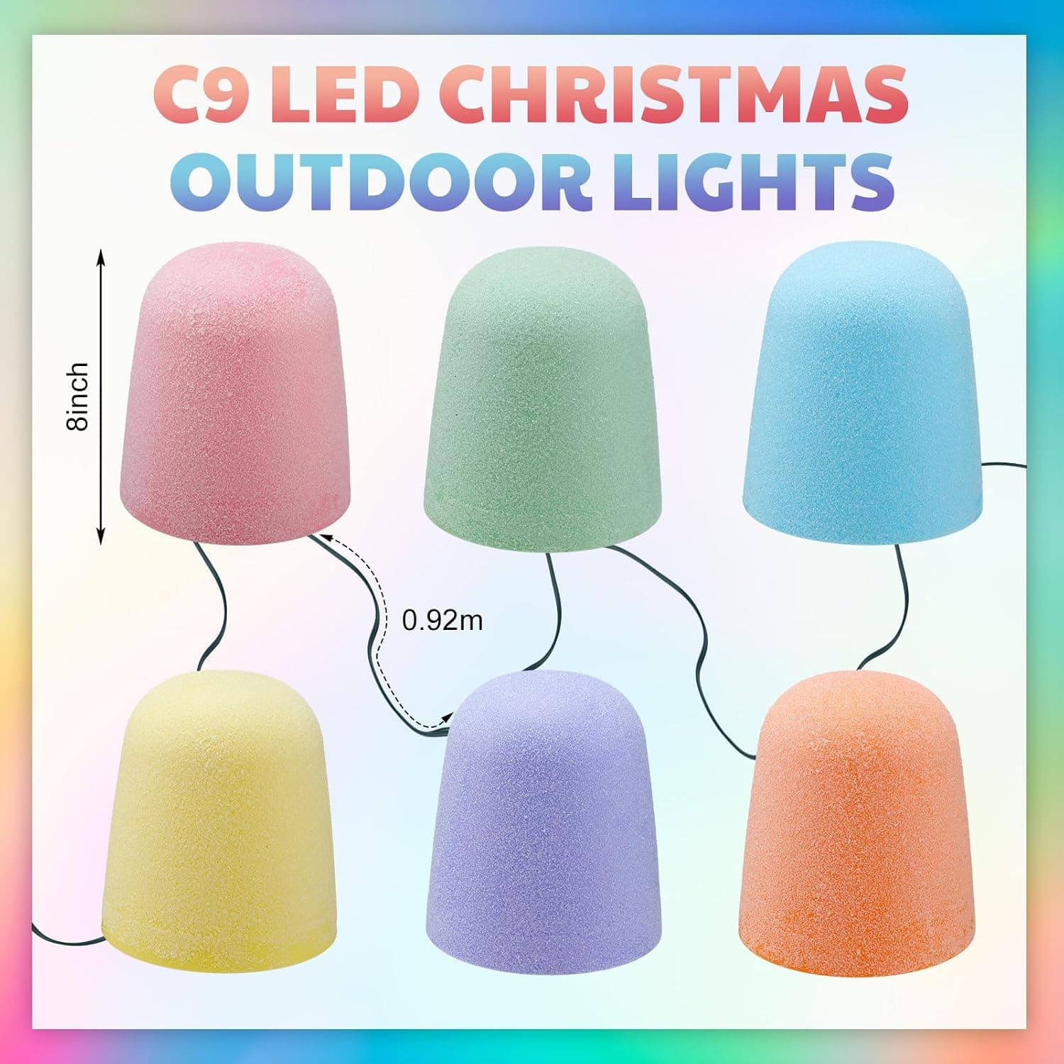 Christmas Gumdrop Pathway Lights, 8", 12 Pack