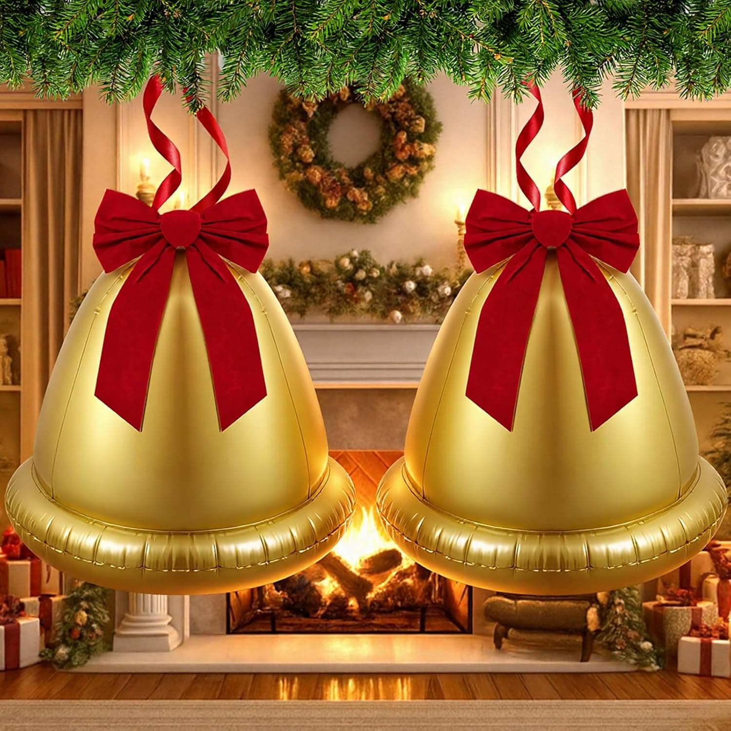 Giant Inflatable Christmas Balls with Bows, 22 Inch, 2 Pcs