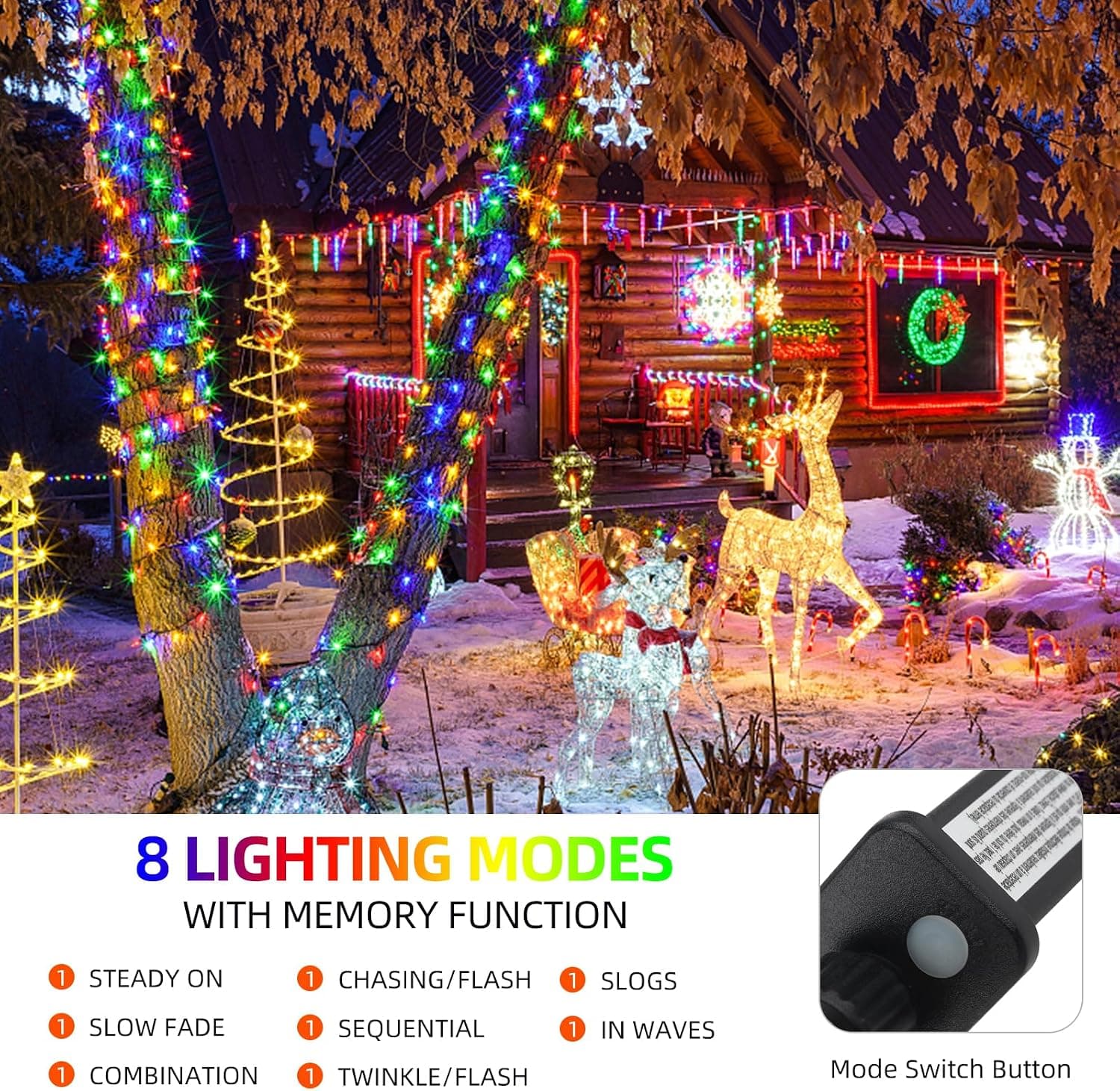 Christmas String Lights, 328FT, 1000 LED, Indoor/Outdoor