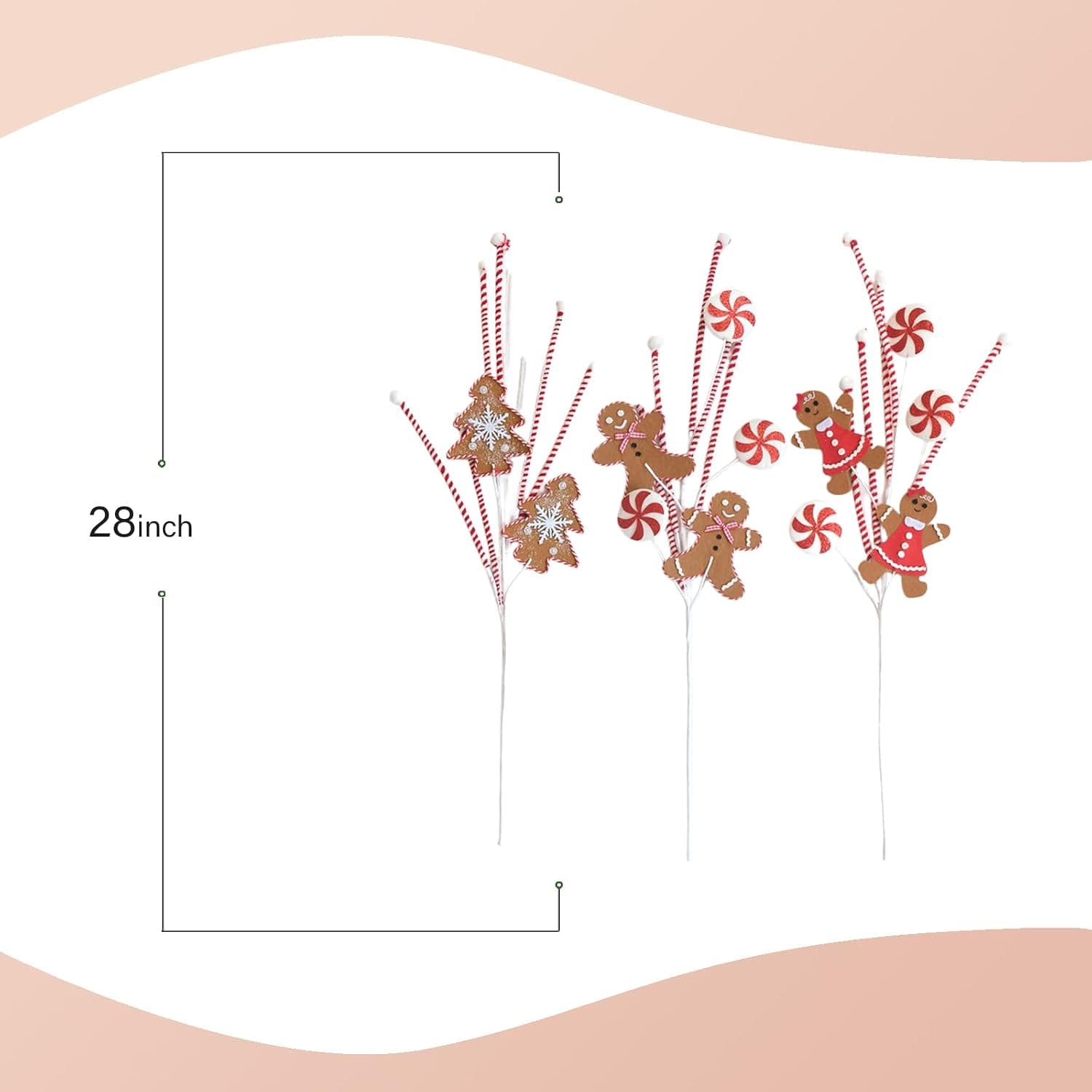 Candy Cane Christmas Picks, 28 Inch, 6 Pcs
