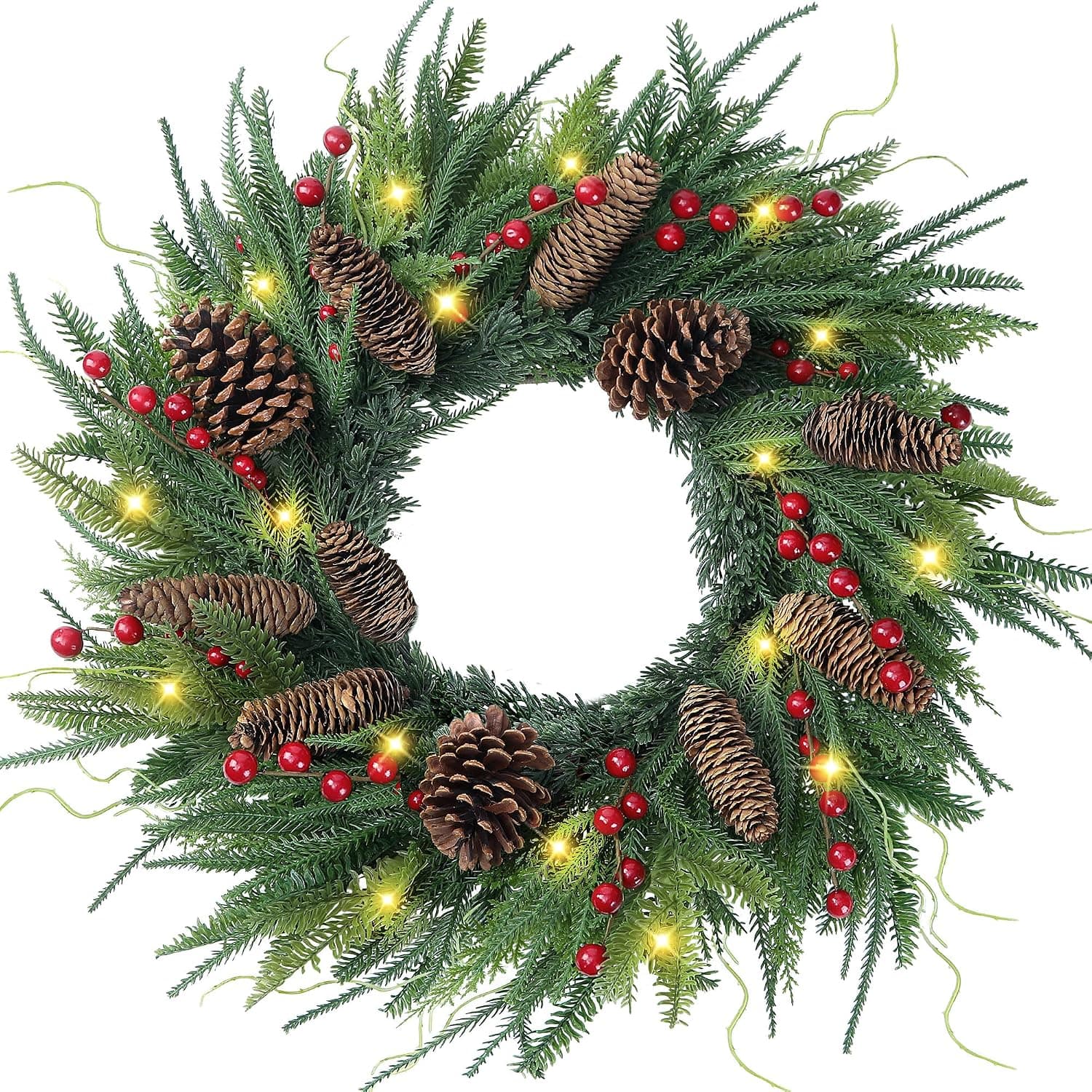 Real Touch Norfolk Pine Wreath, 24 Inch