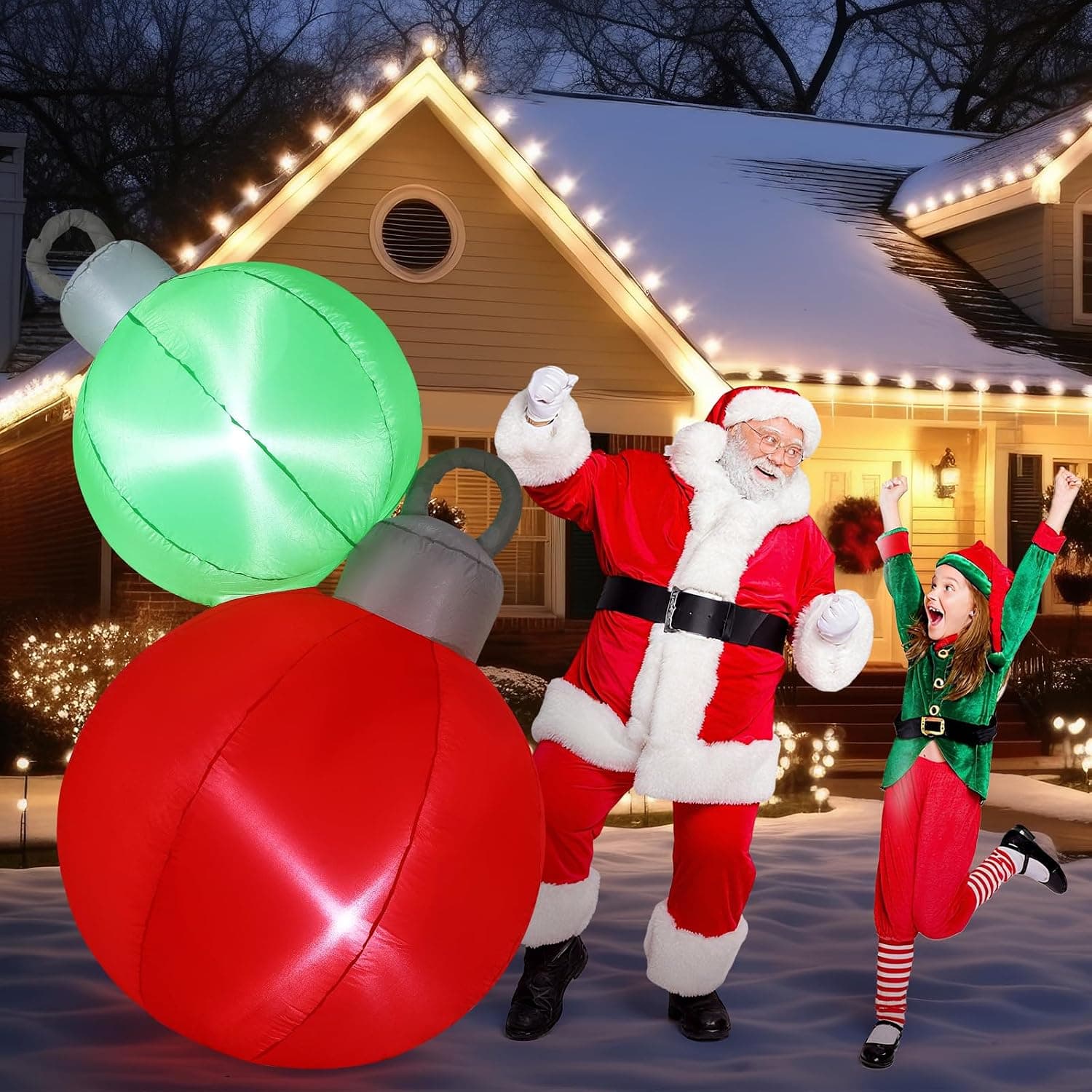 6ft Inflatable Christmas Ball with LED Lights