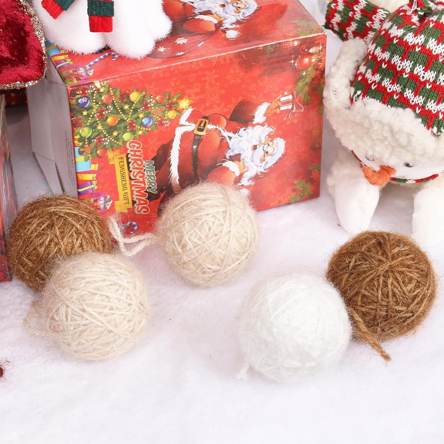 Rustic Christmas Ball Ornaments, 15 Pcs