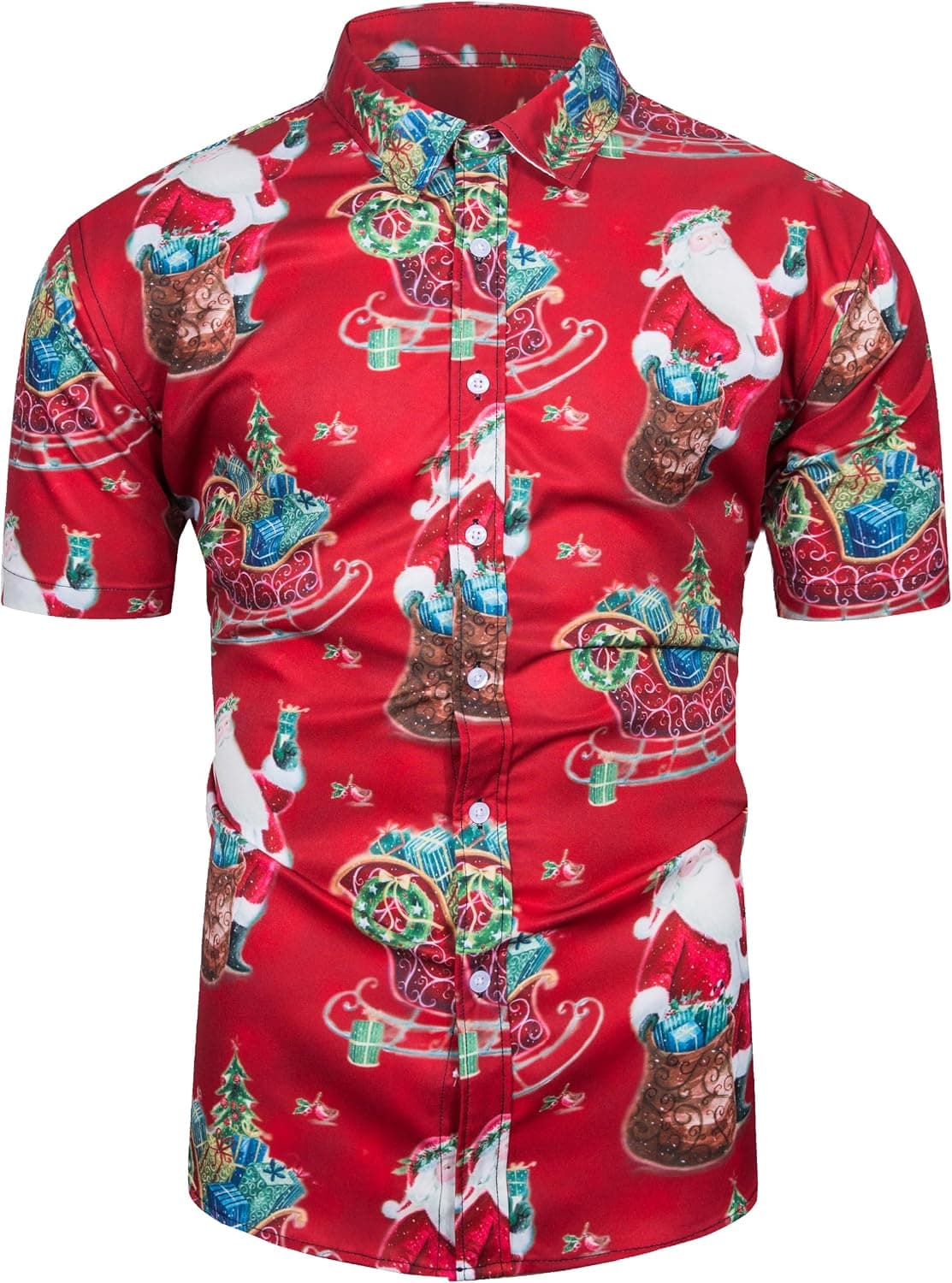 Men's Ugly Christmas Hawaiian Shirt, Short Sleeve