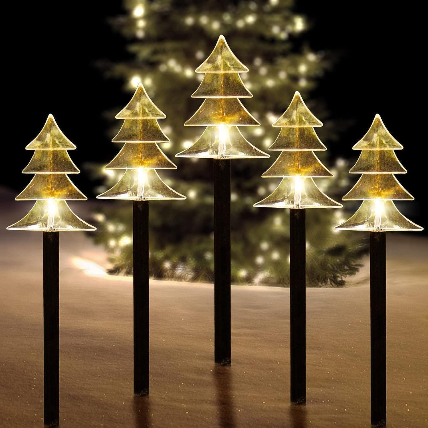 Christmas Decorations Outdoor, Solar Tree Pathway Lights, 5 PCS