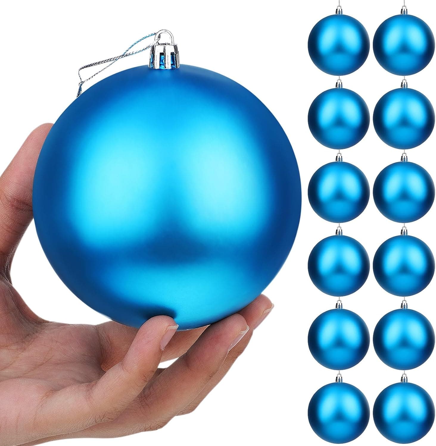 12 Pcs Turquoise 4 Inch Christmas Balls Ornaments Xmas Decor