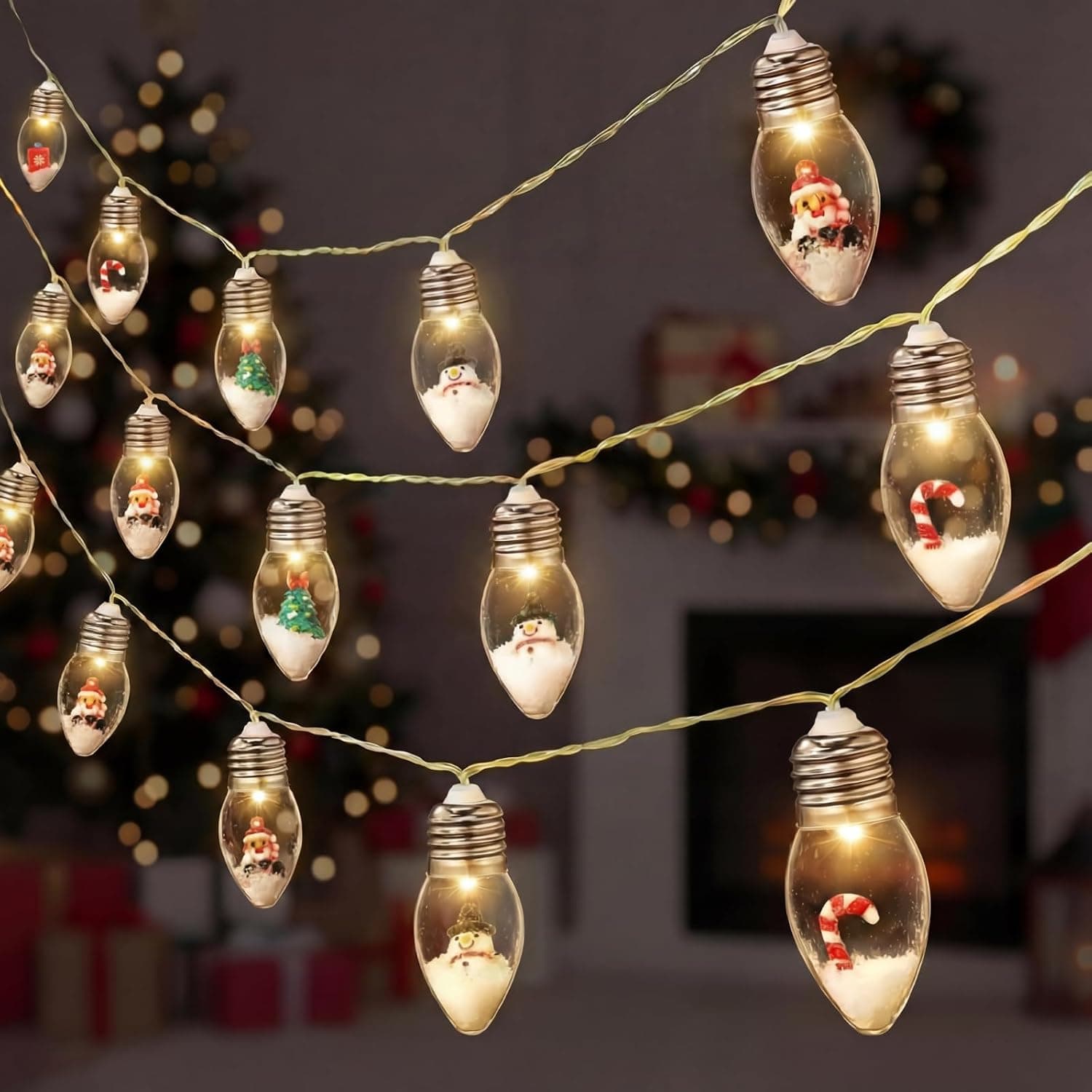 Christmas Snow Globe String Lights, 6.6ft, 10 LED, 3 Pcs