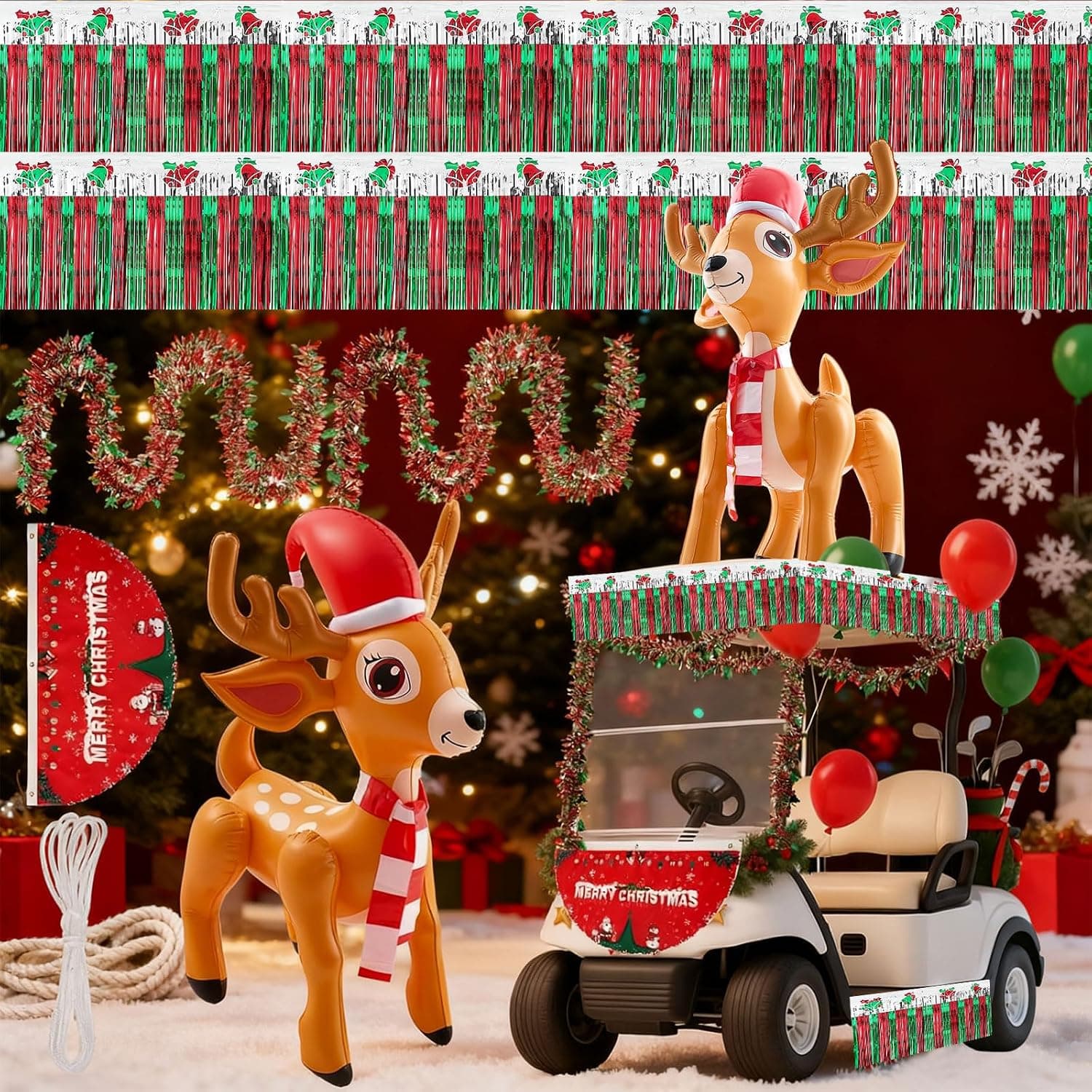 Christmas Golf Cart Inflatable Reindeer Kit, 3ft
