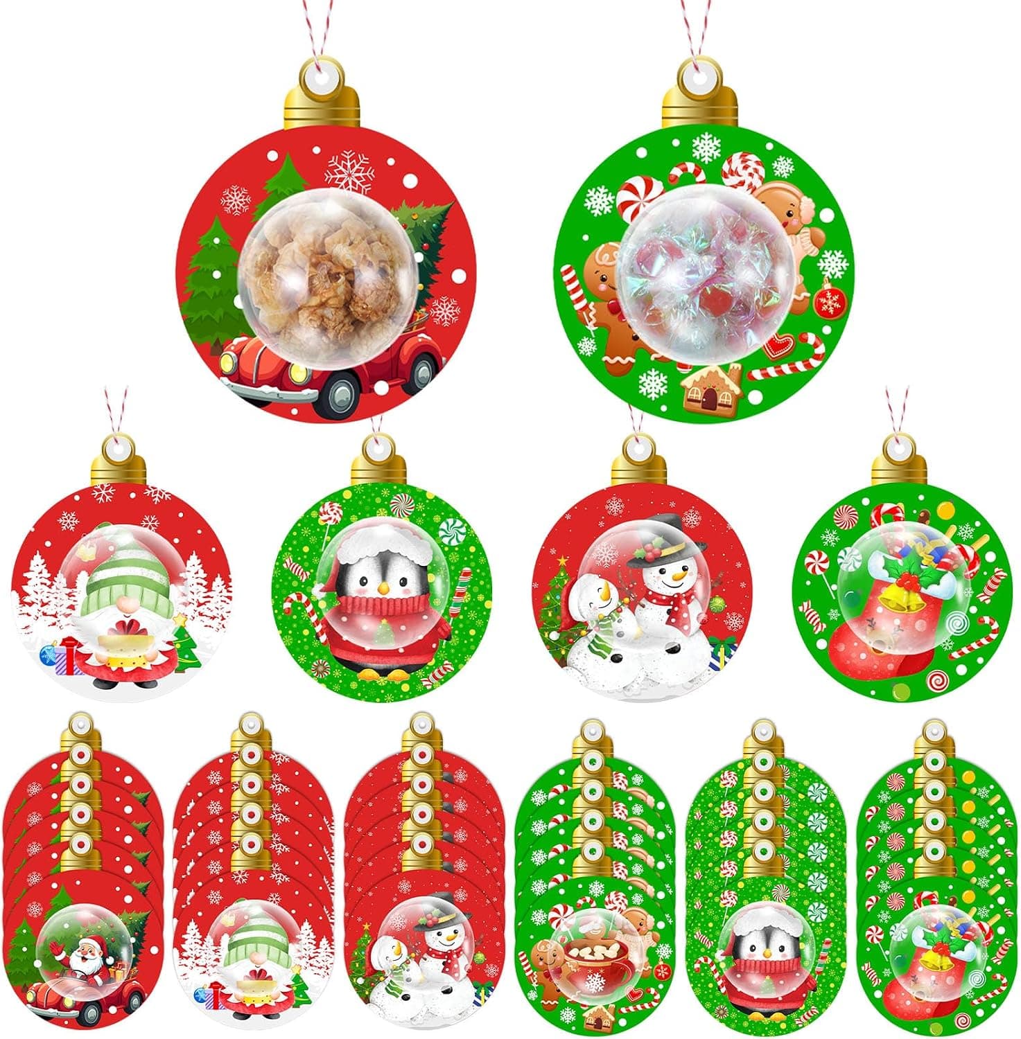 Christmas Card Candy Domes for Crafts, 30 Sets