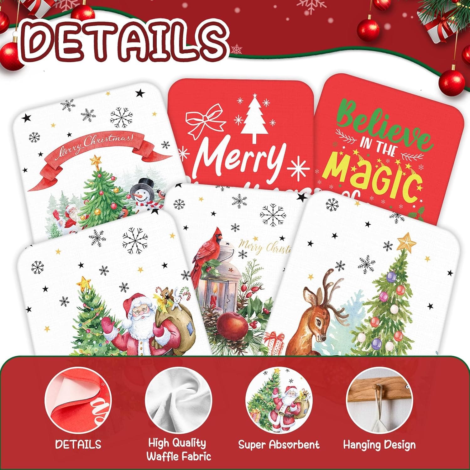 Christmas Chair Back Covers, 6 Pcs
