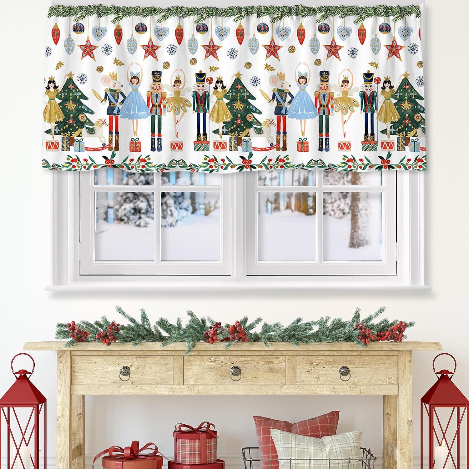 Christmas Nutcracker Curtain Valance, 18 x 54 Inch
