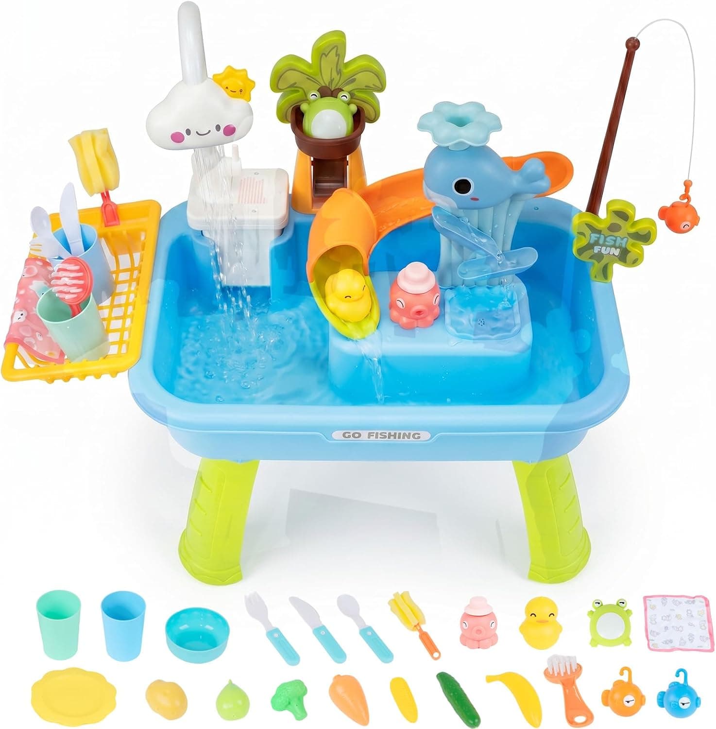 Toddler Sand & Water Table with Pump, 4-in-1