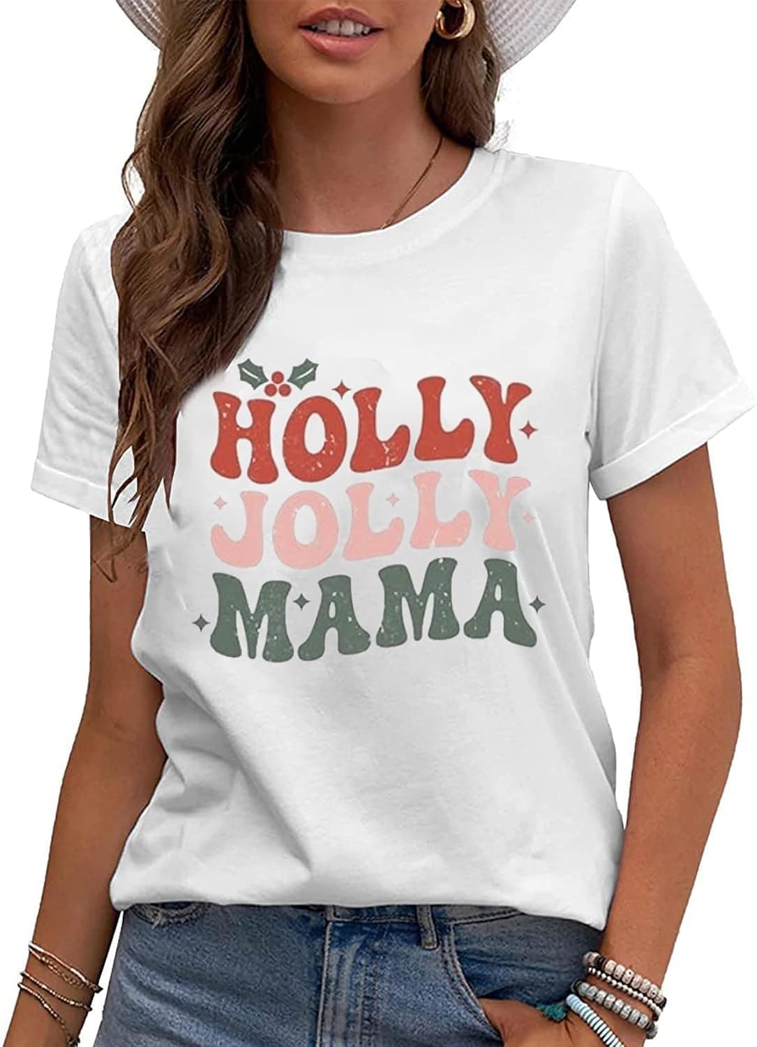 Women's "Holly Jolly Mama" Christmas T-Shirt