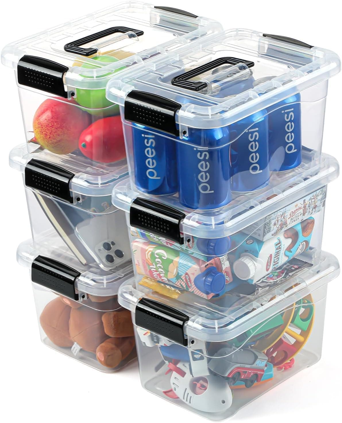 Plastic Storage Bins with Lids, 6 Pack