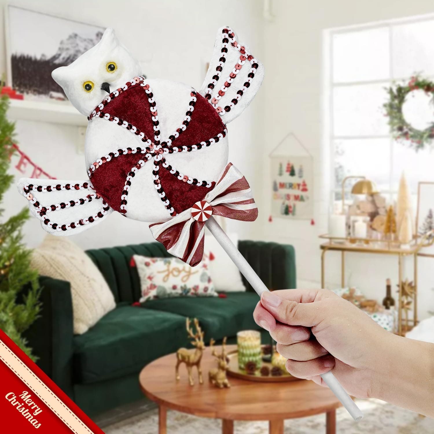 Owl Peppermint Lollipop Candy Ornaments, 4 Pcs