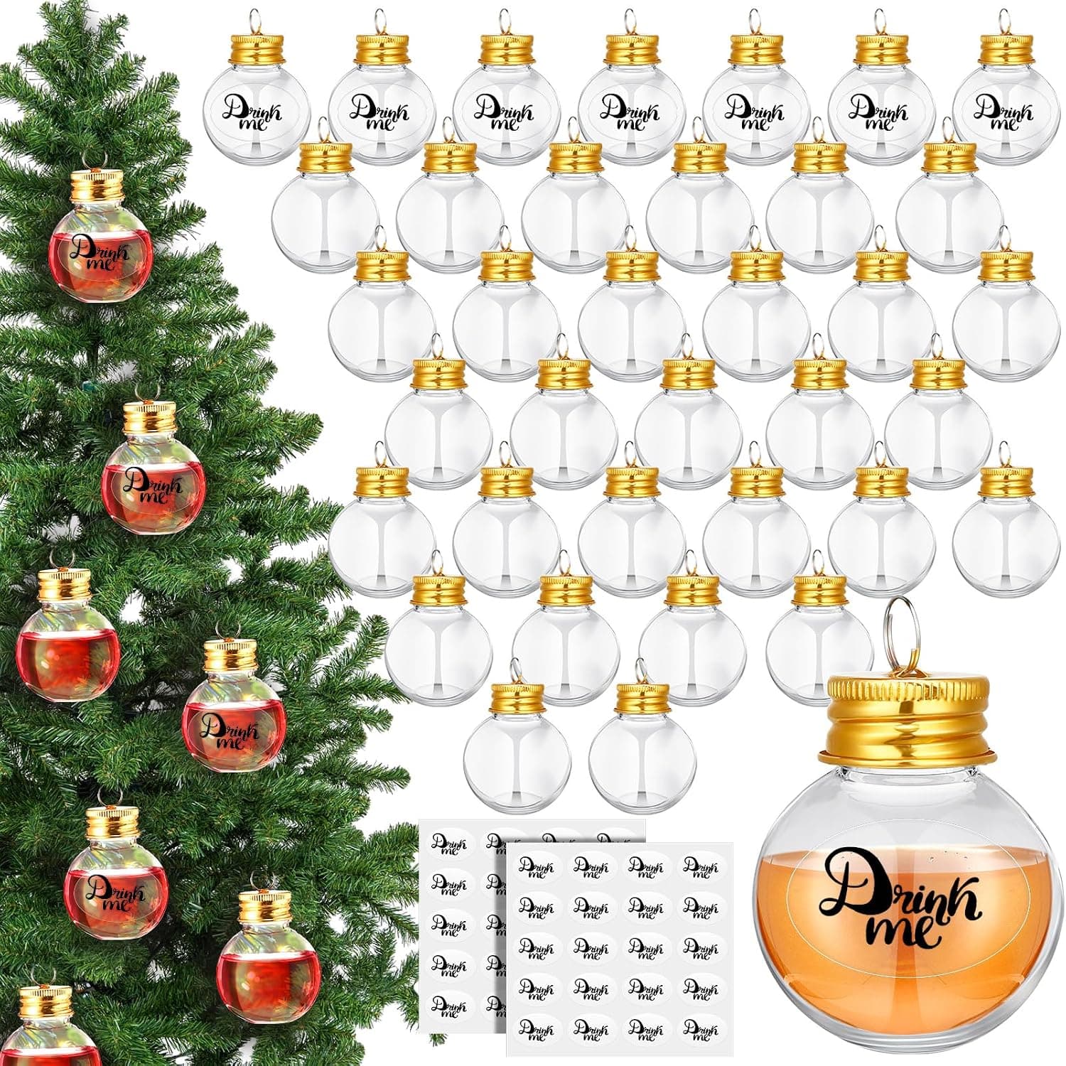 Clear Fillable Christmas Ornaments, 50ml, 36 Pcs