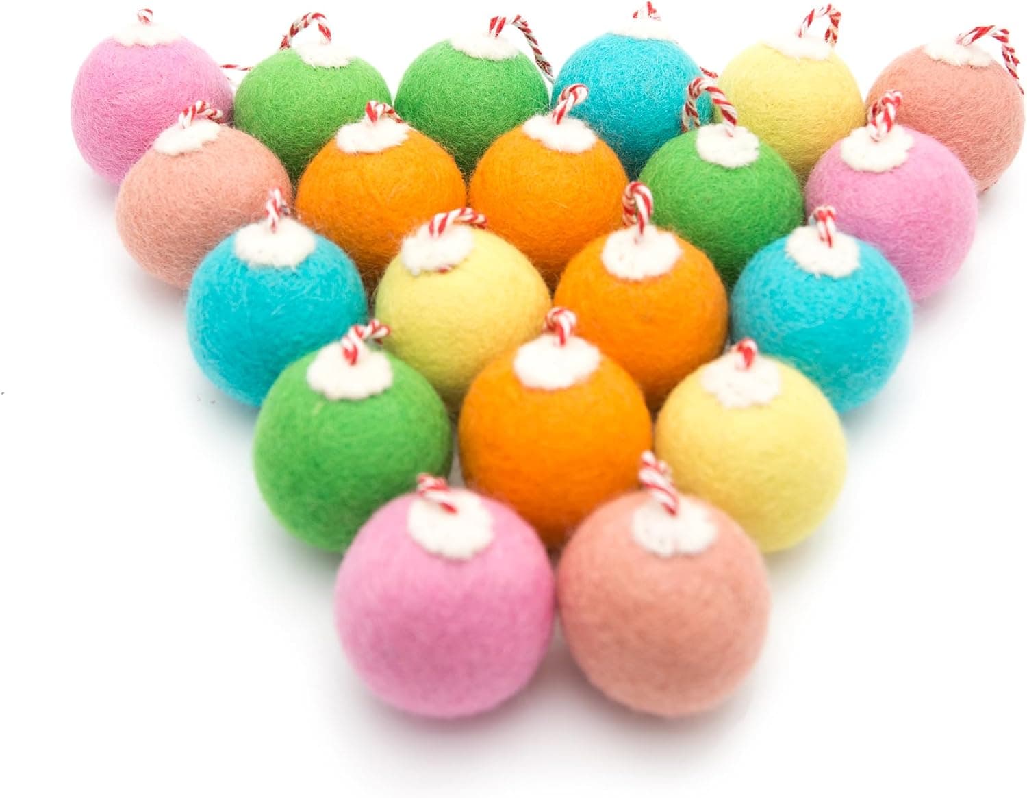 Felt Christmas Ball Ornaments, 1.6", 2 Packs of 20