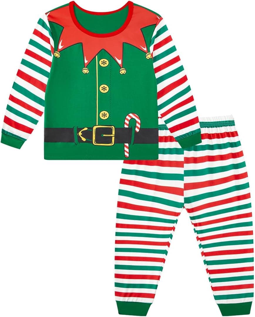 Family Matching Christmas Pajamas, Elf Print