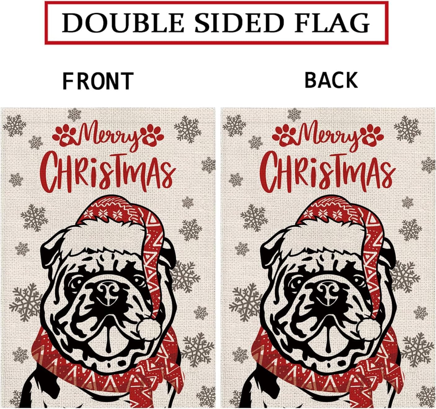 English Bulldog Christmas Garden Flags, 3 Pack
