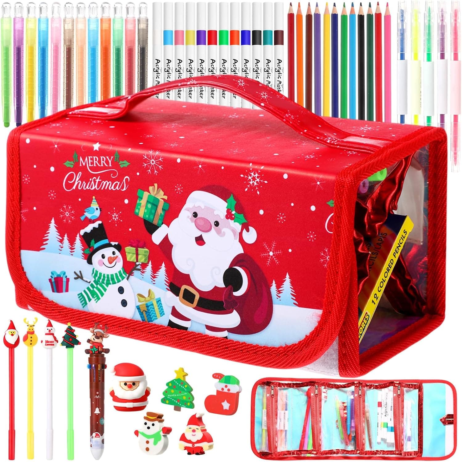 Washable Markers Set with Christmas Pencil Case