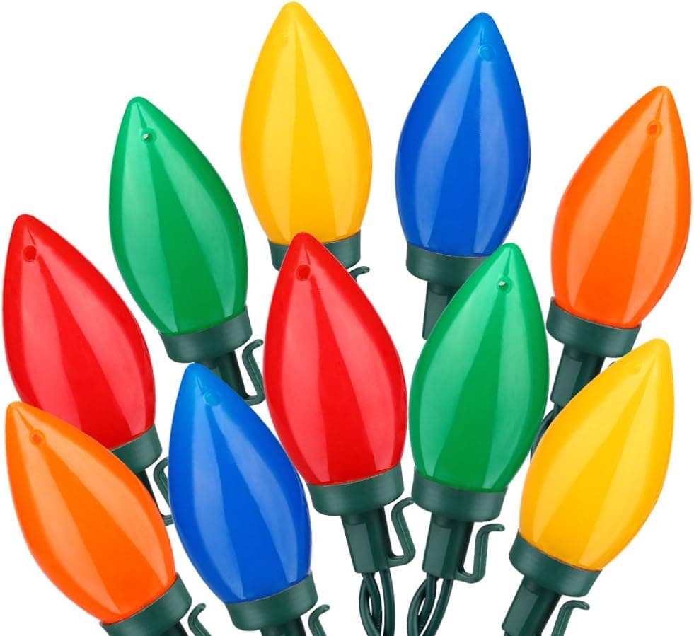 C9 Multi-Color Christmas Lights, 50 LED, 32ft
