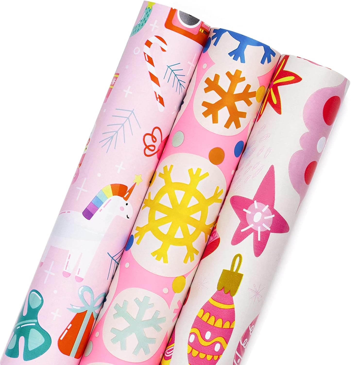 Pink Christmas Wrapping Paper, Mini Roll, 17" x 120"