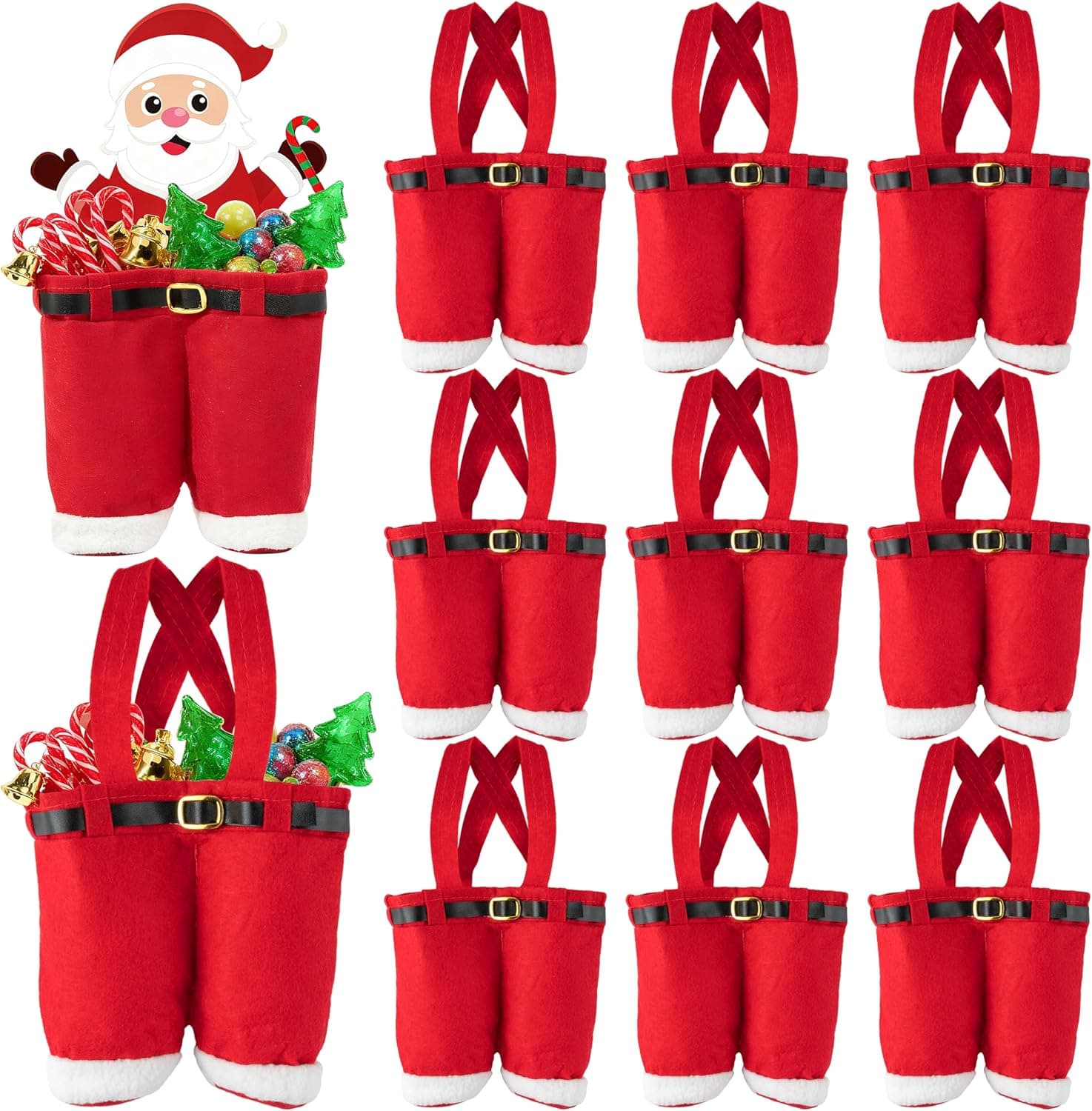 Santa Pants Christmas Treat Bags, 12 Pcs