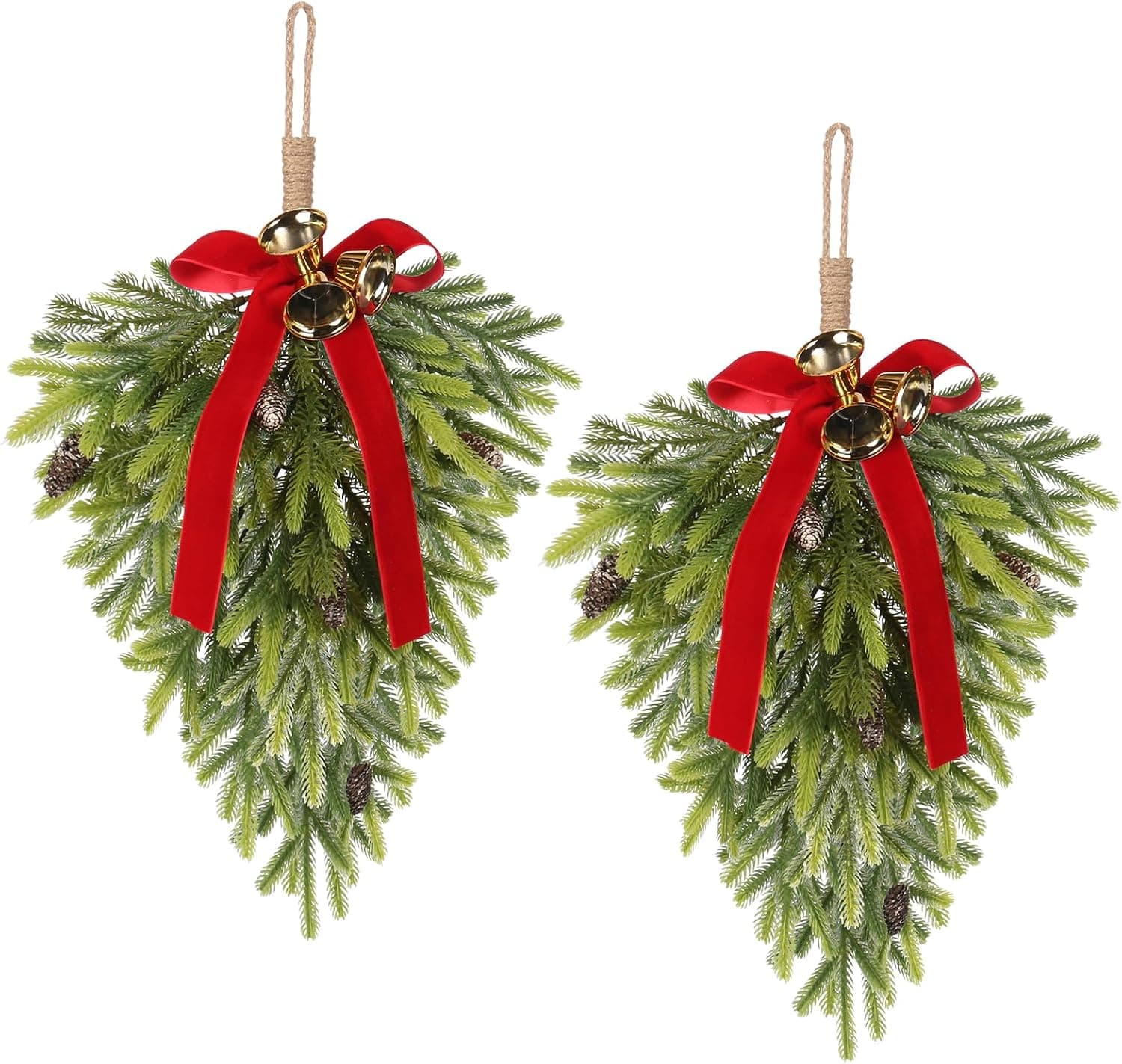 Christmas Front Door Wreath Decorations, 2 Pcs