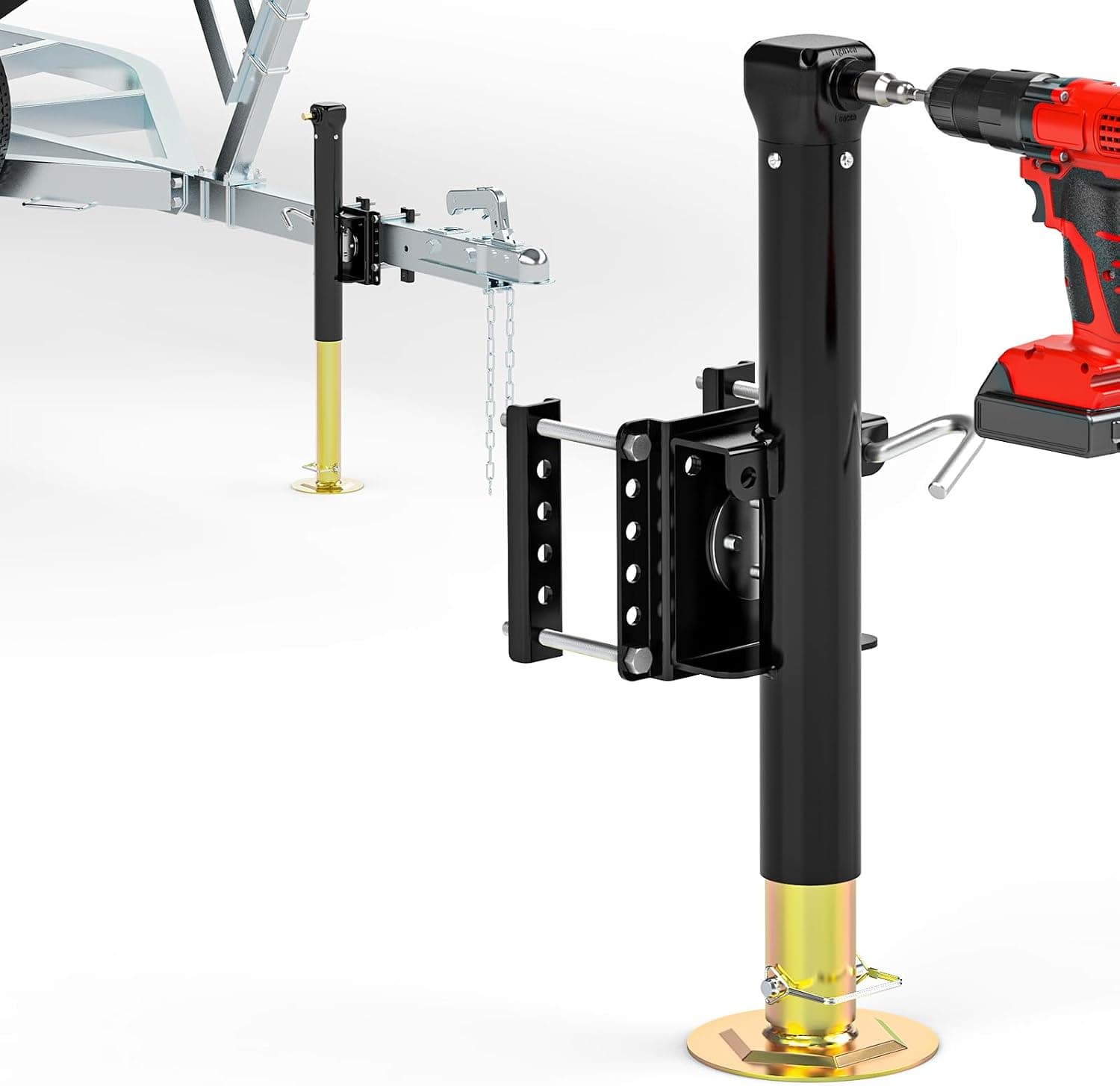 Bolt-On Trailer Jack, Drill-Adjustable, 7.5"-37.6" Drop Leg
