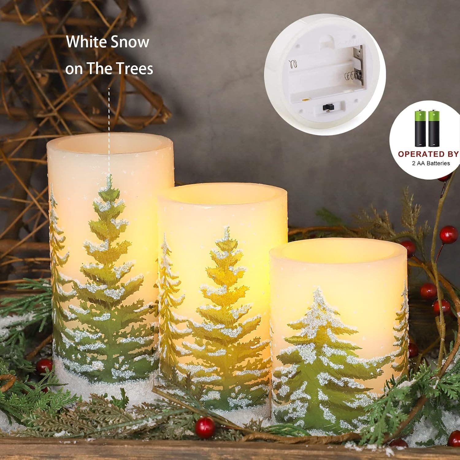 Christmas Tree Flameless Candles with Remote