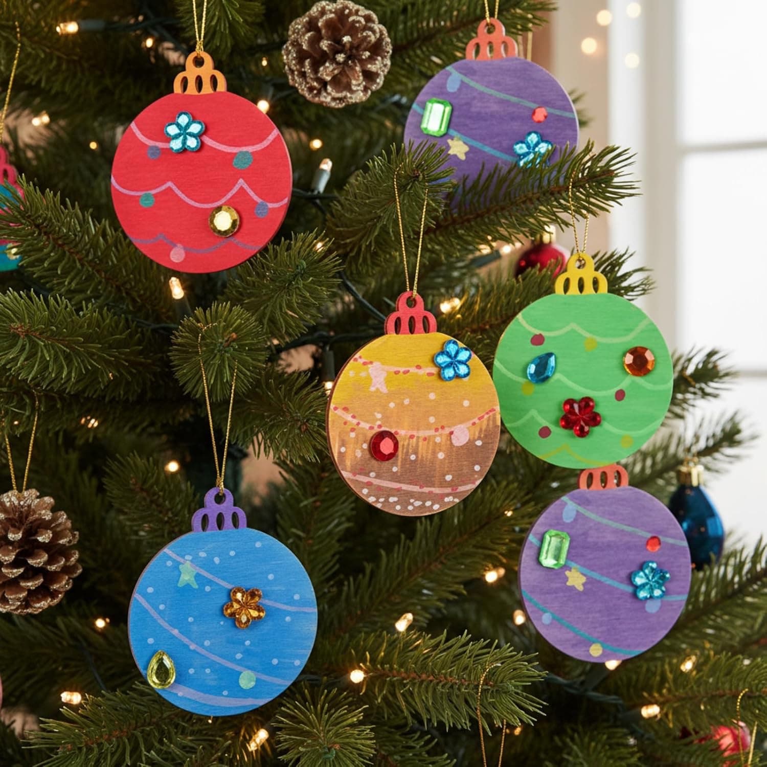 Paint Your Own Wood Christmas Ornaments Craft Kit, 50 Pcs