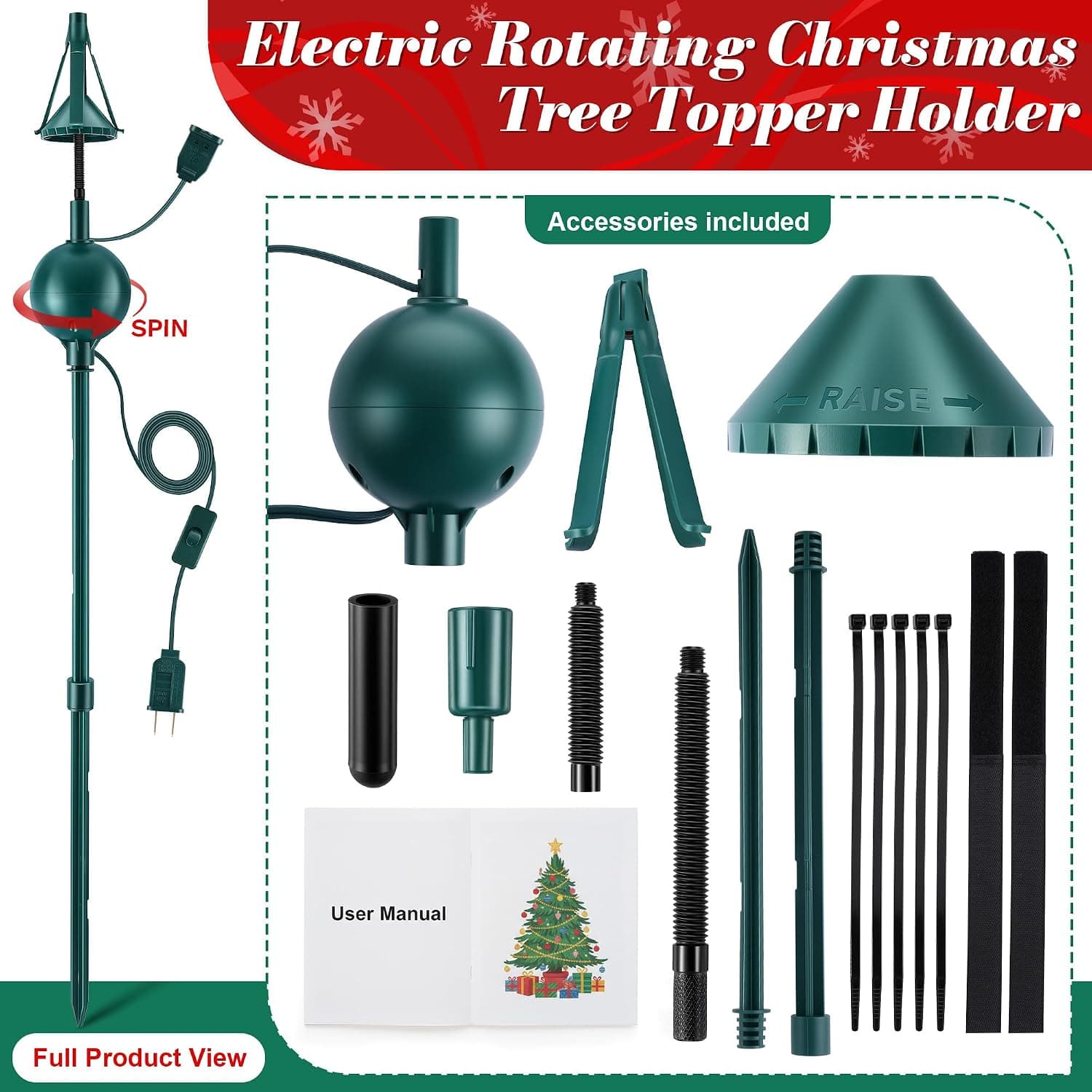 Electric Rotating Christmas Tree Topper Holder