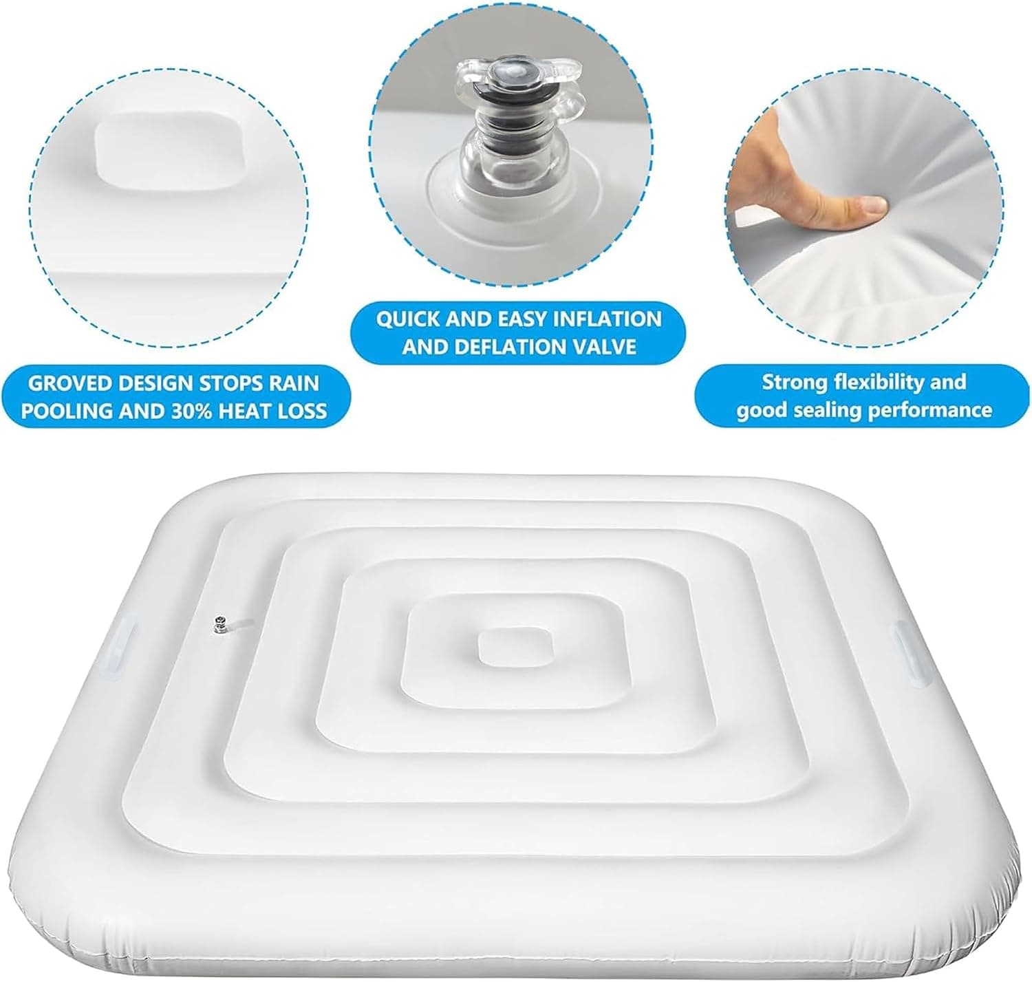 Inflatable Hot Tub Cover, 5.3 Ft, Square