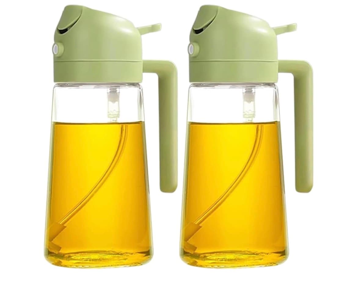 2-in-1 Olive Oil Spray & Pour Dispenser Bottle, Green
