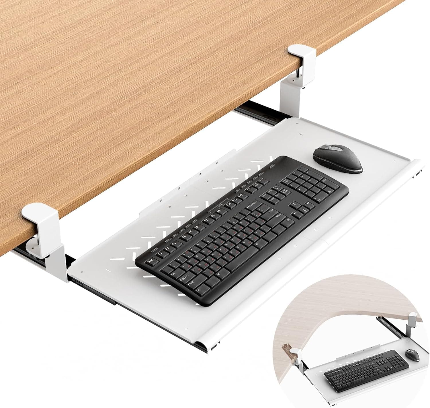 Under-Desk Slide-Out Keyboard Tray, Metal