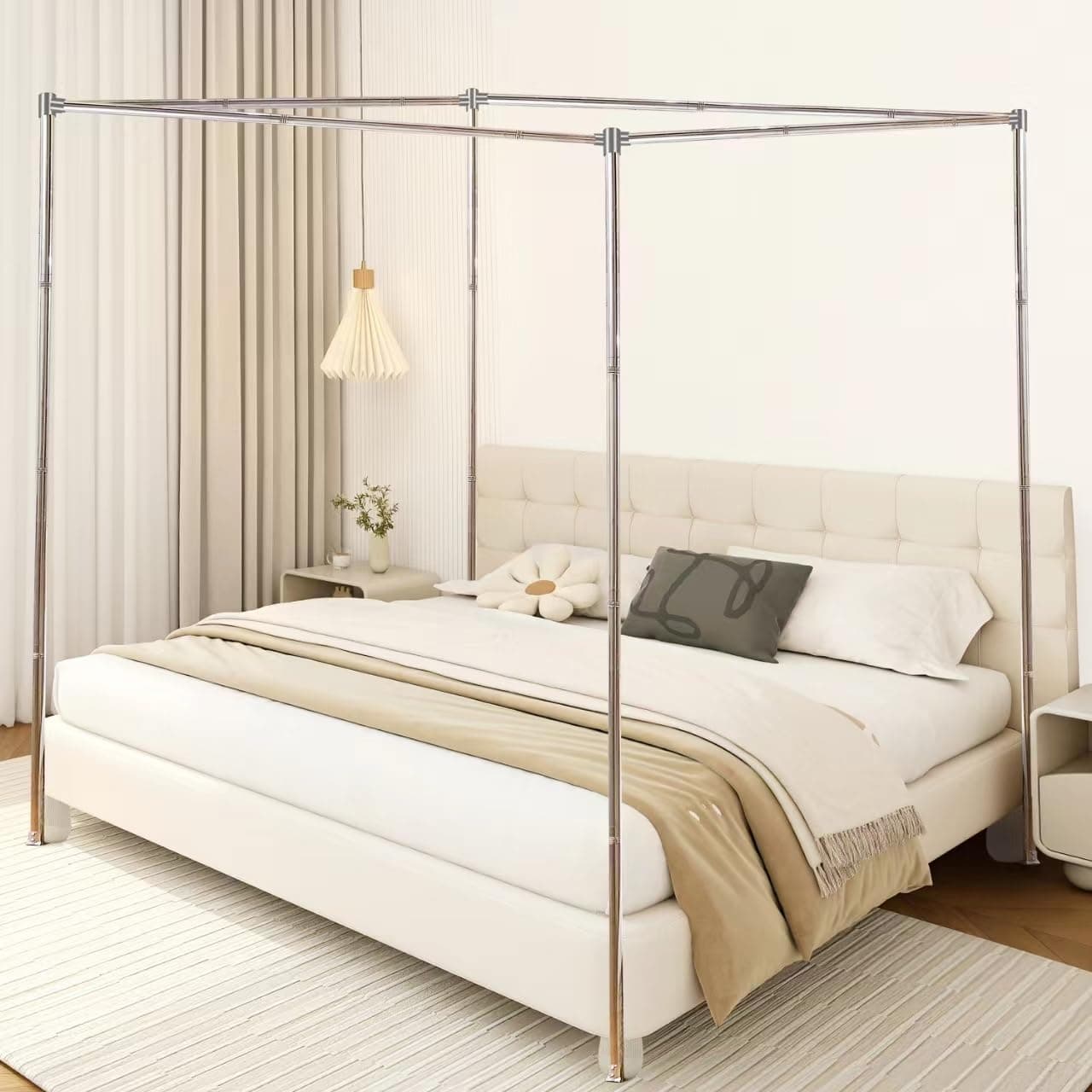 Queen Stainless Steel Canopy Bed Frame Posts