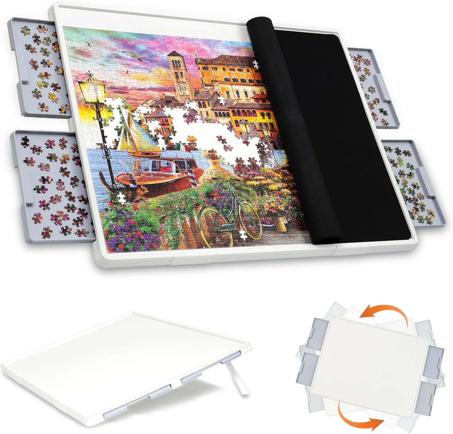 Tilting & Rotating Puzzle Board with Drawers, 1500 Pieces