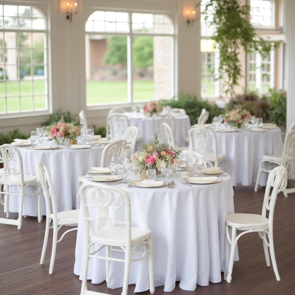 White Round Tablecloths, 90 Inch, 8 Pack