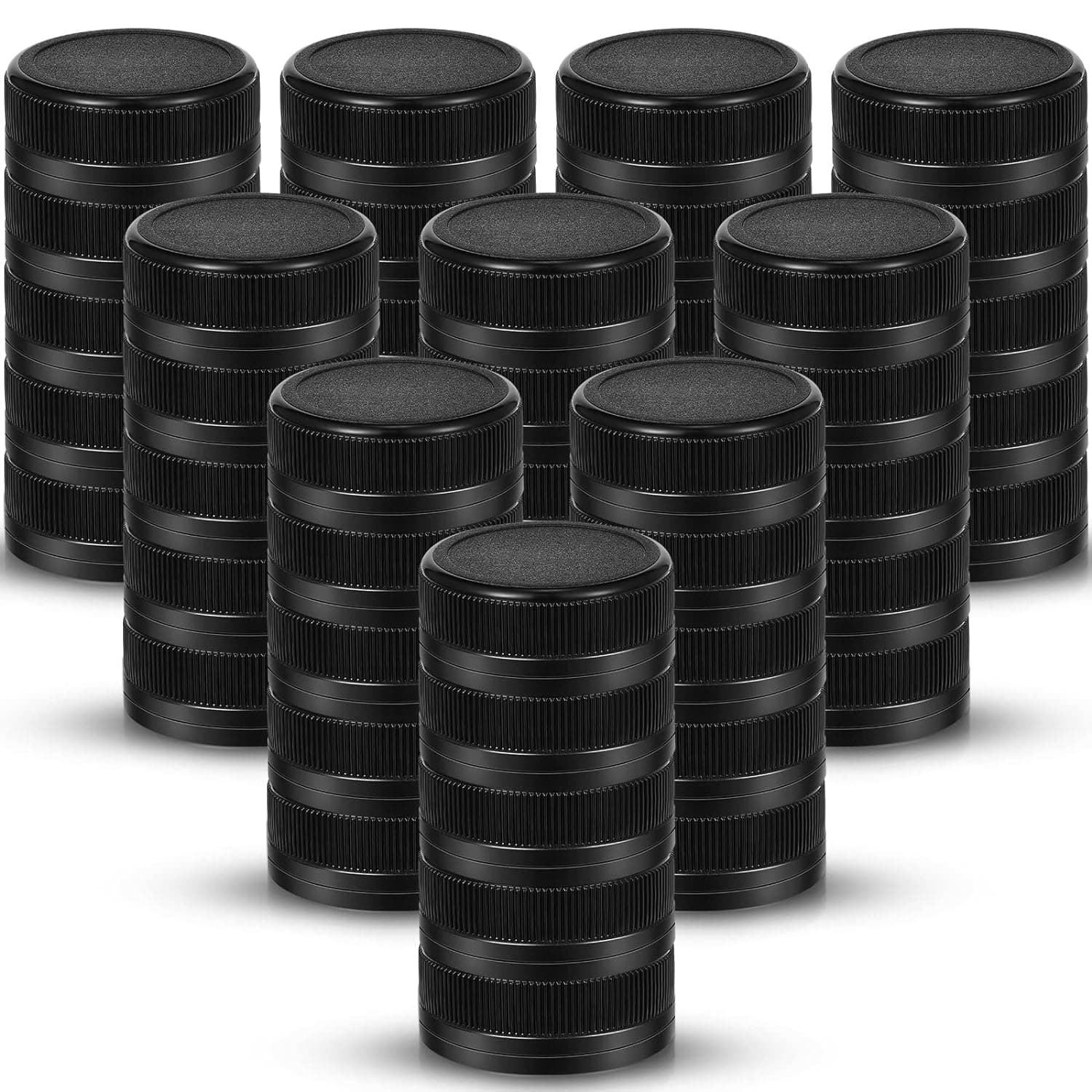Black Plastic Bottle Caps, 38 mm, 50 Pcs