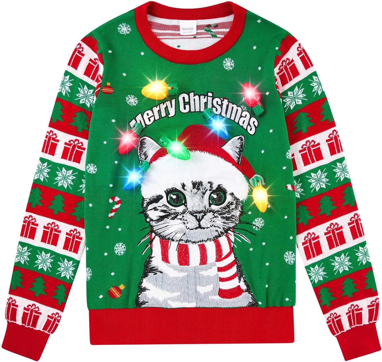 Kids' LED Light-Up Reindeer Ugly Christmas Sweater