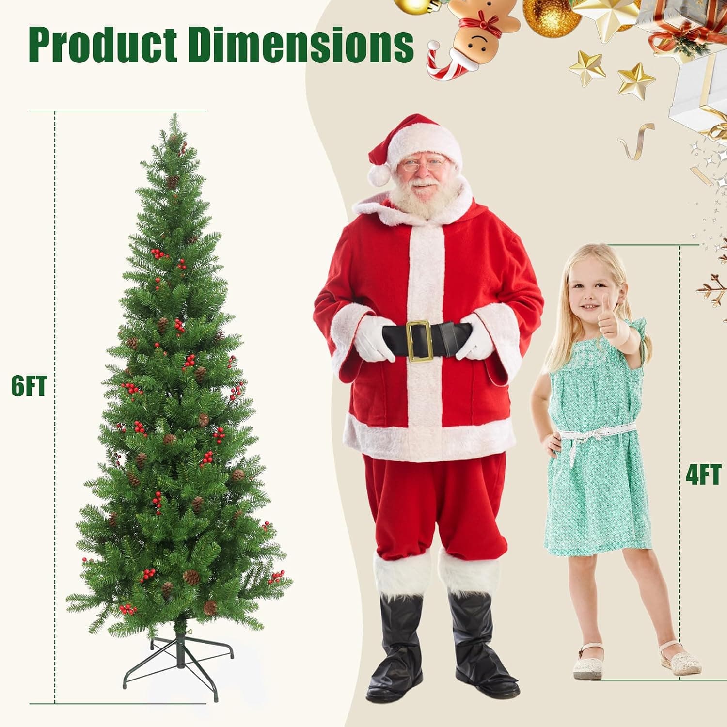 6FT Artificial Slim Christmas Tree