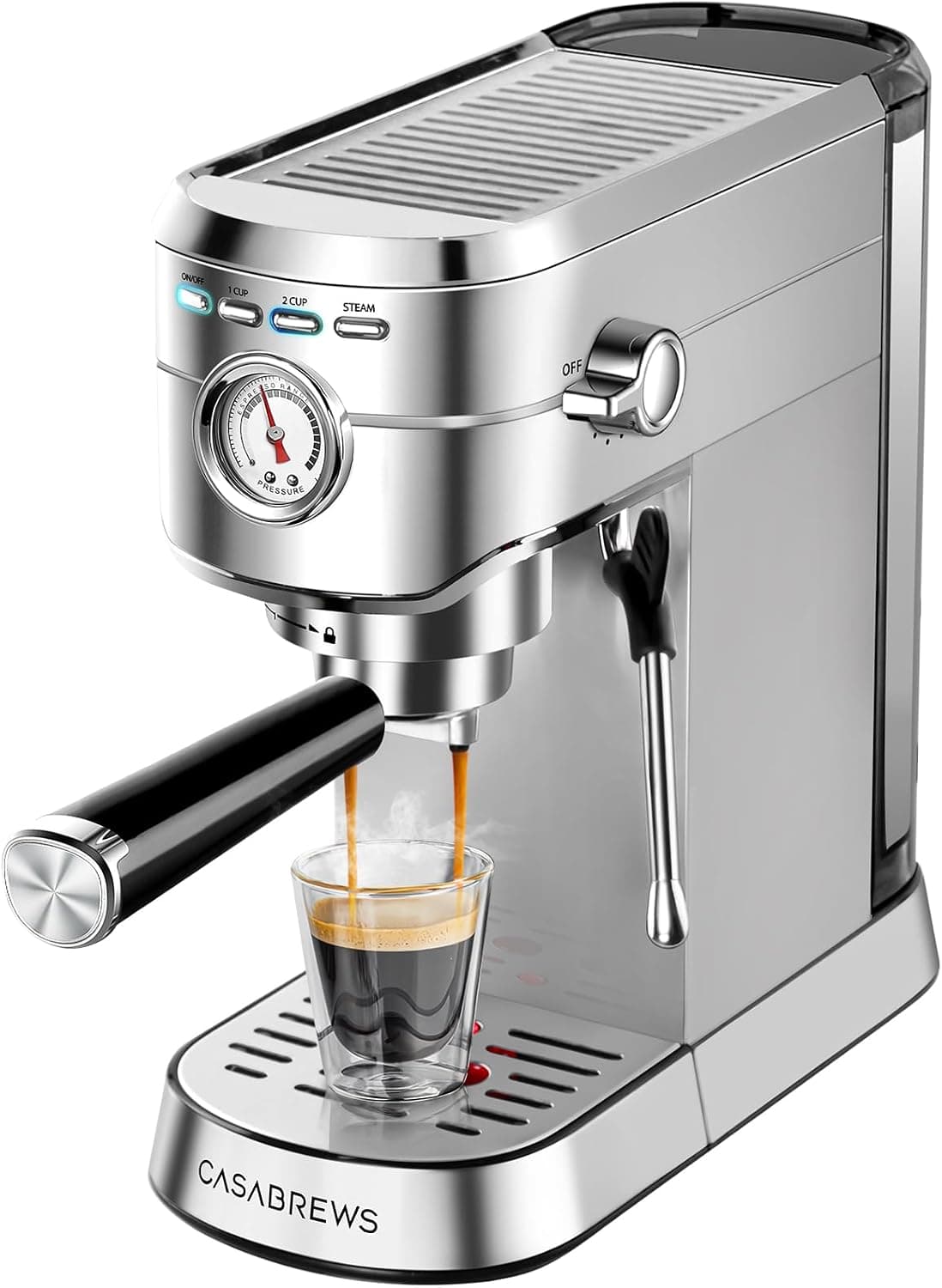 CASABREWS CM5418 Compact Espresso Machine with Milk Frother Steam Wand, Stainless
