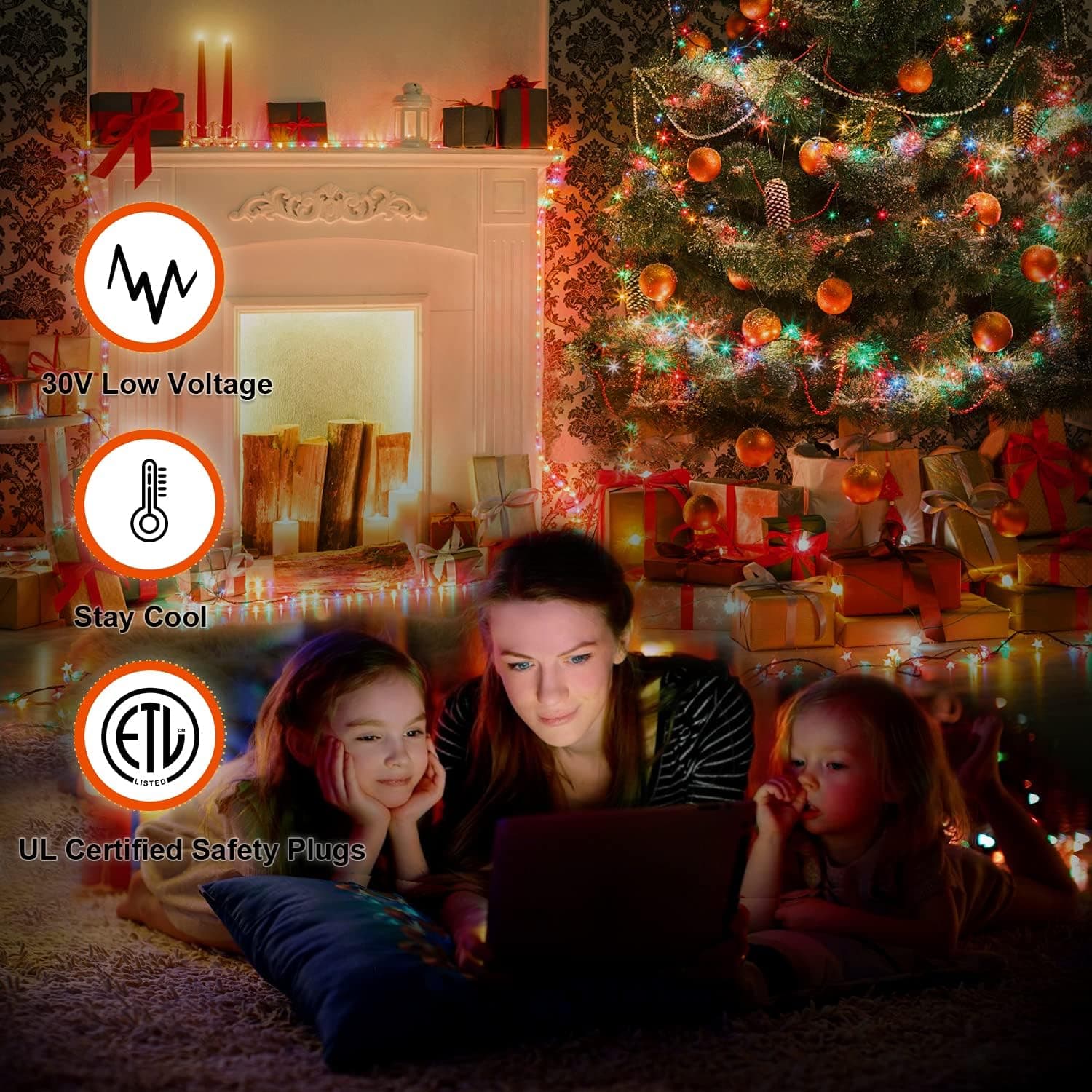 Outdoor Christmas Tree Waterfall Lights with Star Topper, 320 LED