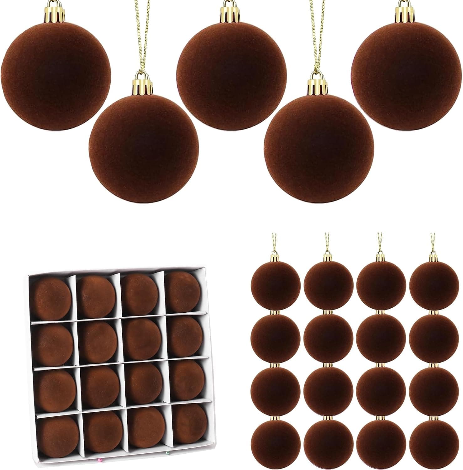 16 Pcs Red Velvet Christmas Ball Ornaments, 3.15 in