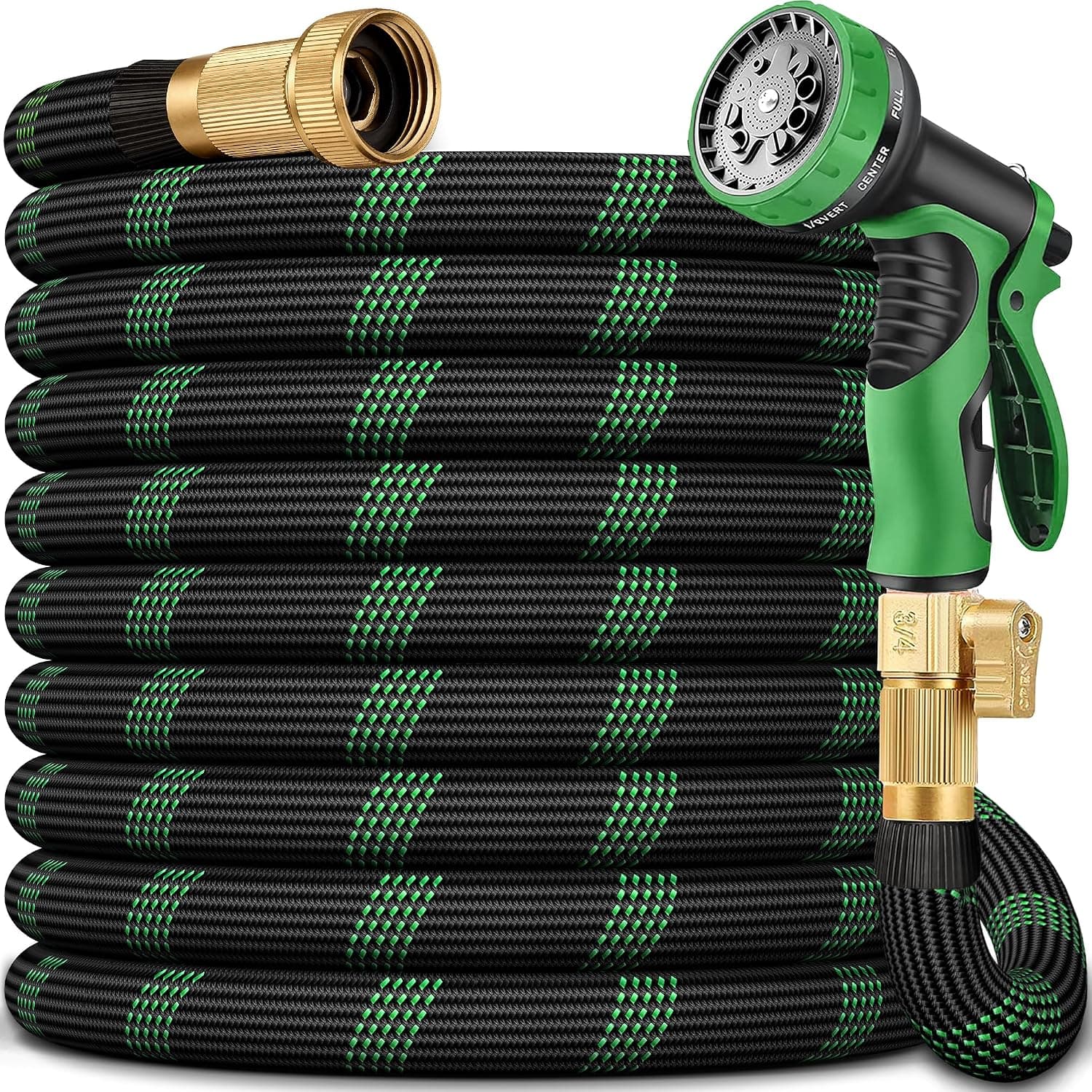 150 ft Non-Expanding Flexible Garden Hose with Spray Nozzle