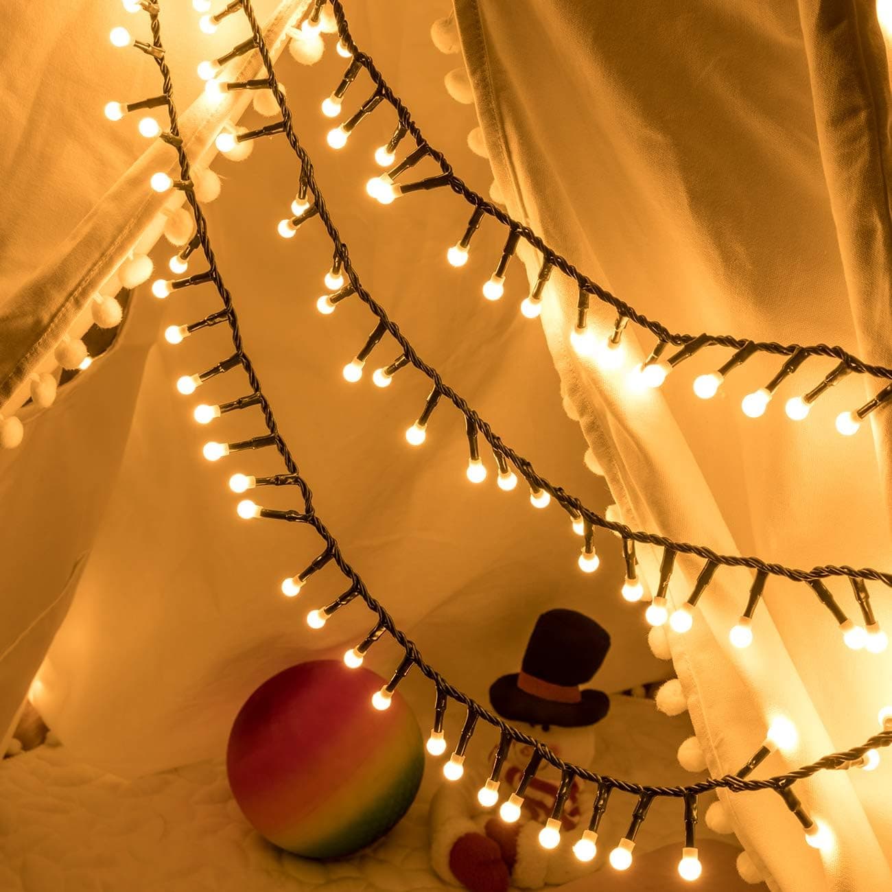 500 LED Christmas Cluster Fairy Lights, 49 ft, Warm White