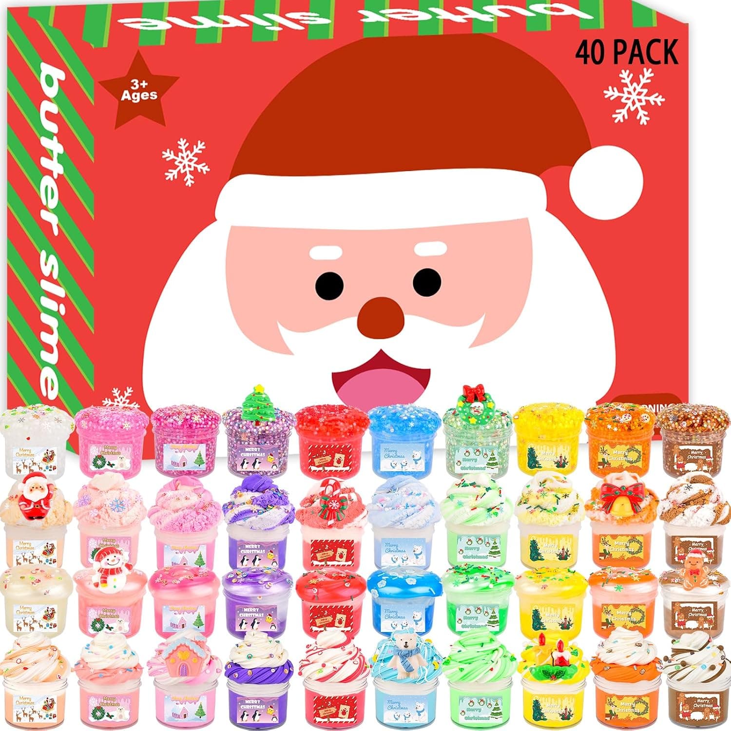 40 Pcs Christmas Mini Slime Party Favors, 4 Textures